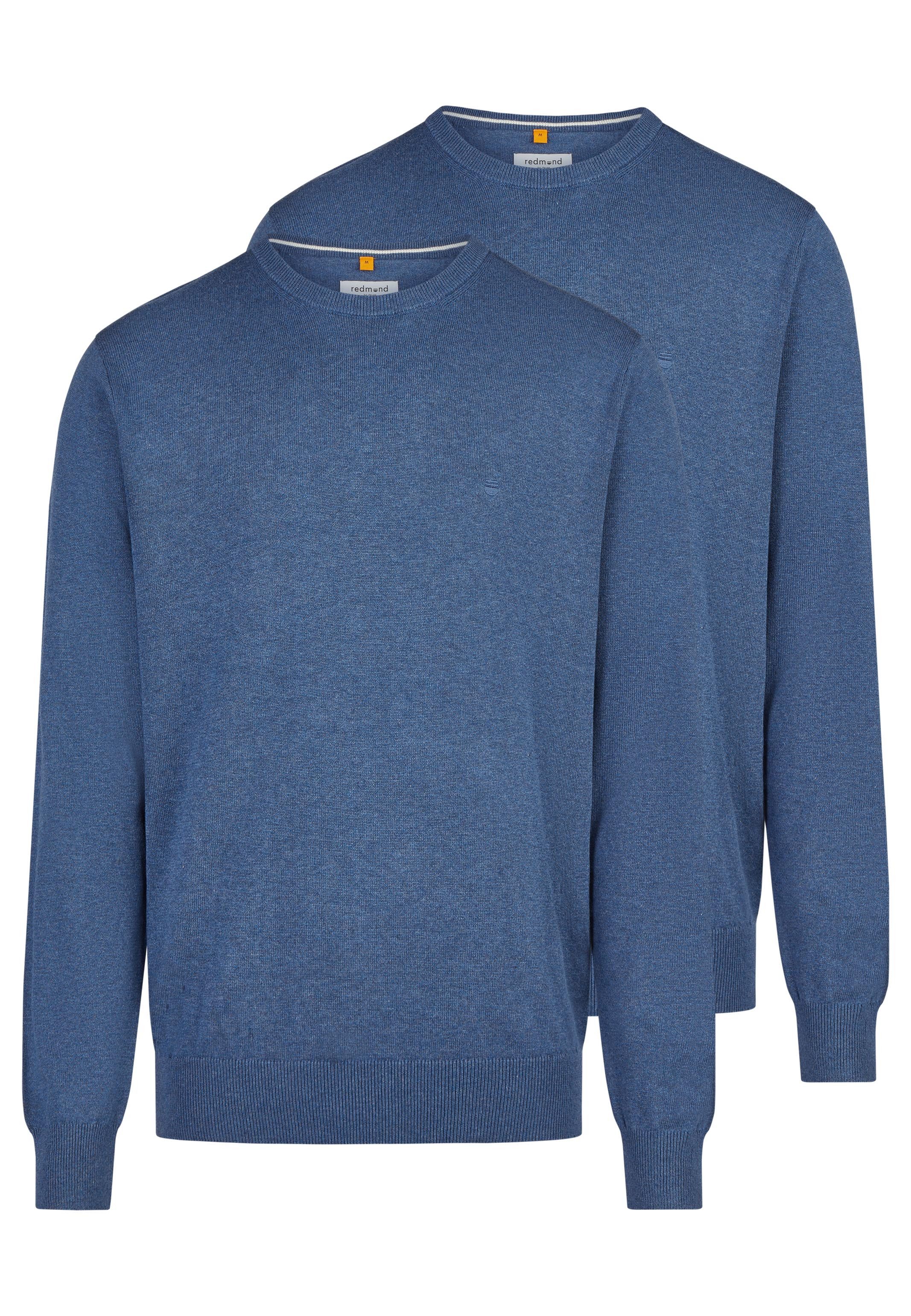 Redmond Rundhalspullover 2er Pack Basic (Spar-Set, 2-tlg) Pullover - Baumwolle - Atmungsaktiv - Weicher Feinstrick