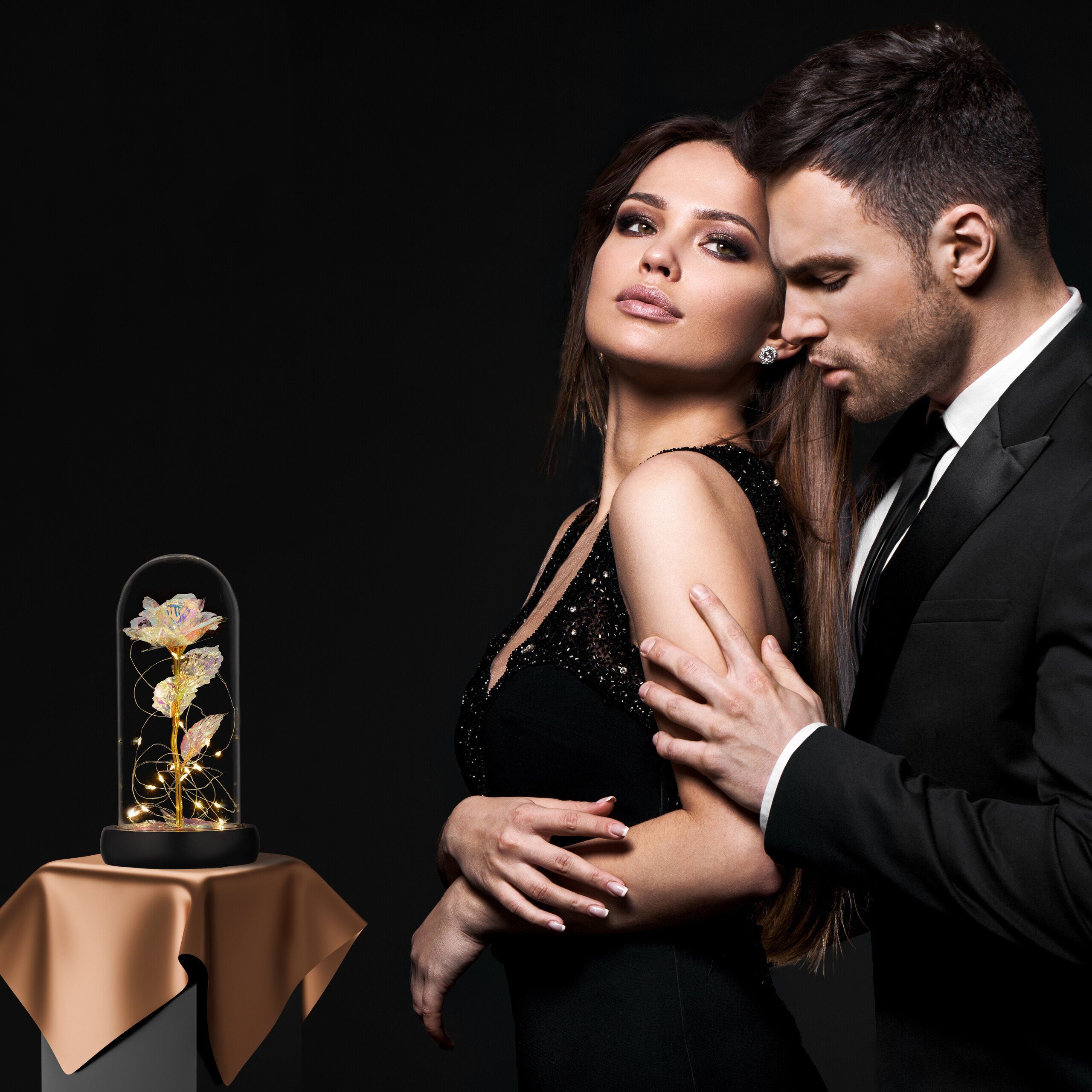 Kunstblume Ewige Rose im Glas, relaxdays, Höhe 22 cm günstig online kaufen