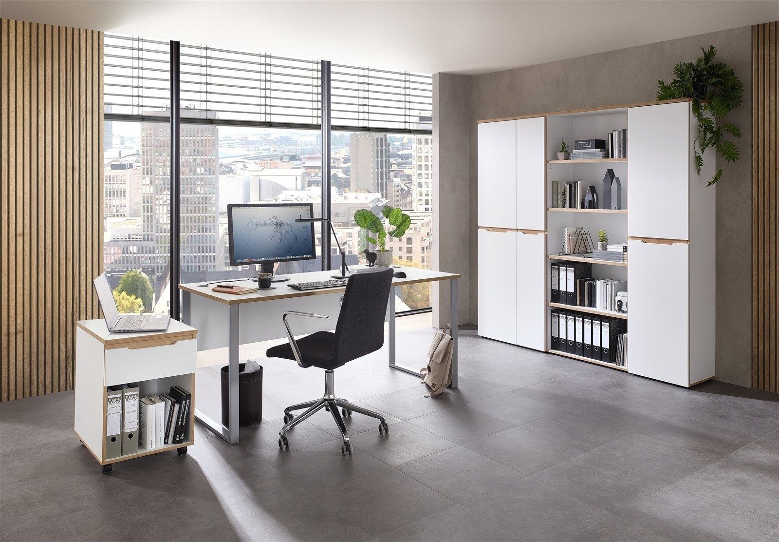 freiraum Schreibtisch Memphis, in Weiß / Artisan / silber - 170x77x73 (BxHxT)