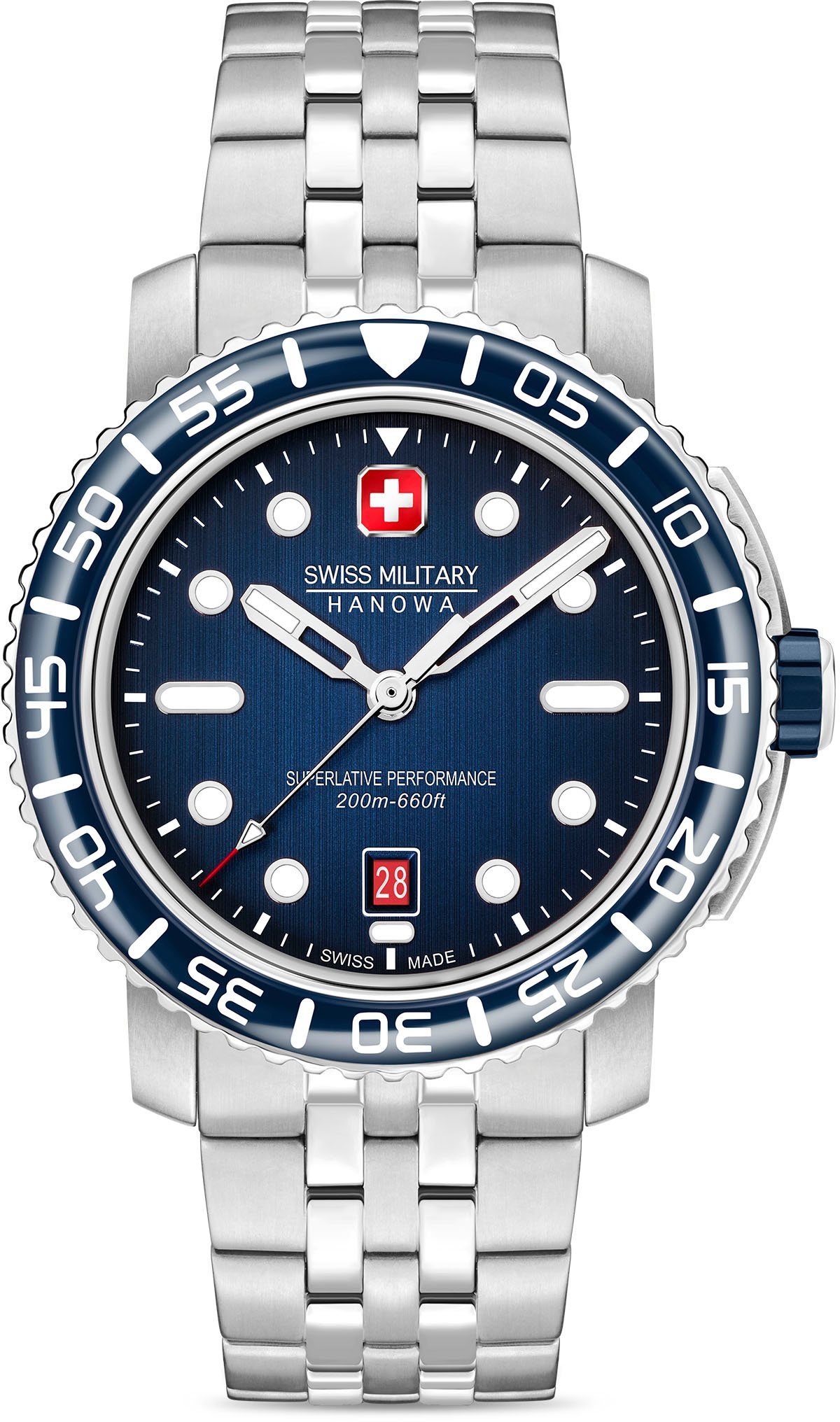 Swiss Military Hanowa Schweizer Uhr BLACK MARLIN, SMWGH0001703, Gehäuse aus  Edelstahl, Gehäuse-Ø ca. 44 mm