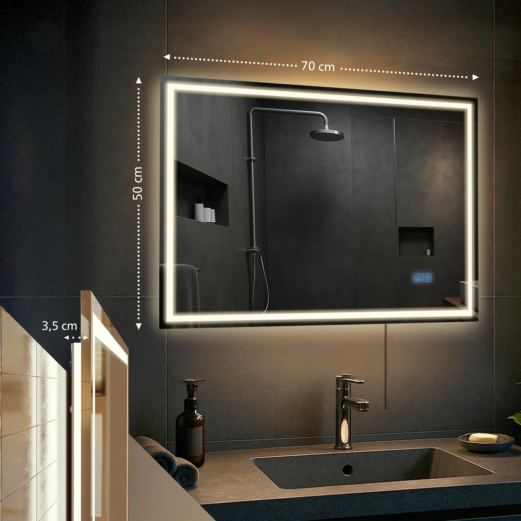 CLP Wandspiegel Jaffrey (1er), Bluetooth-Lautsprecher, Anti-Fog, LED-Licht, IP44