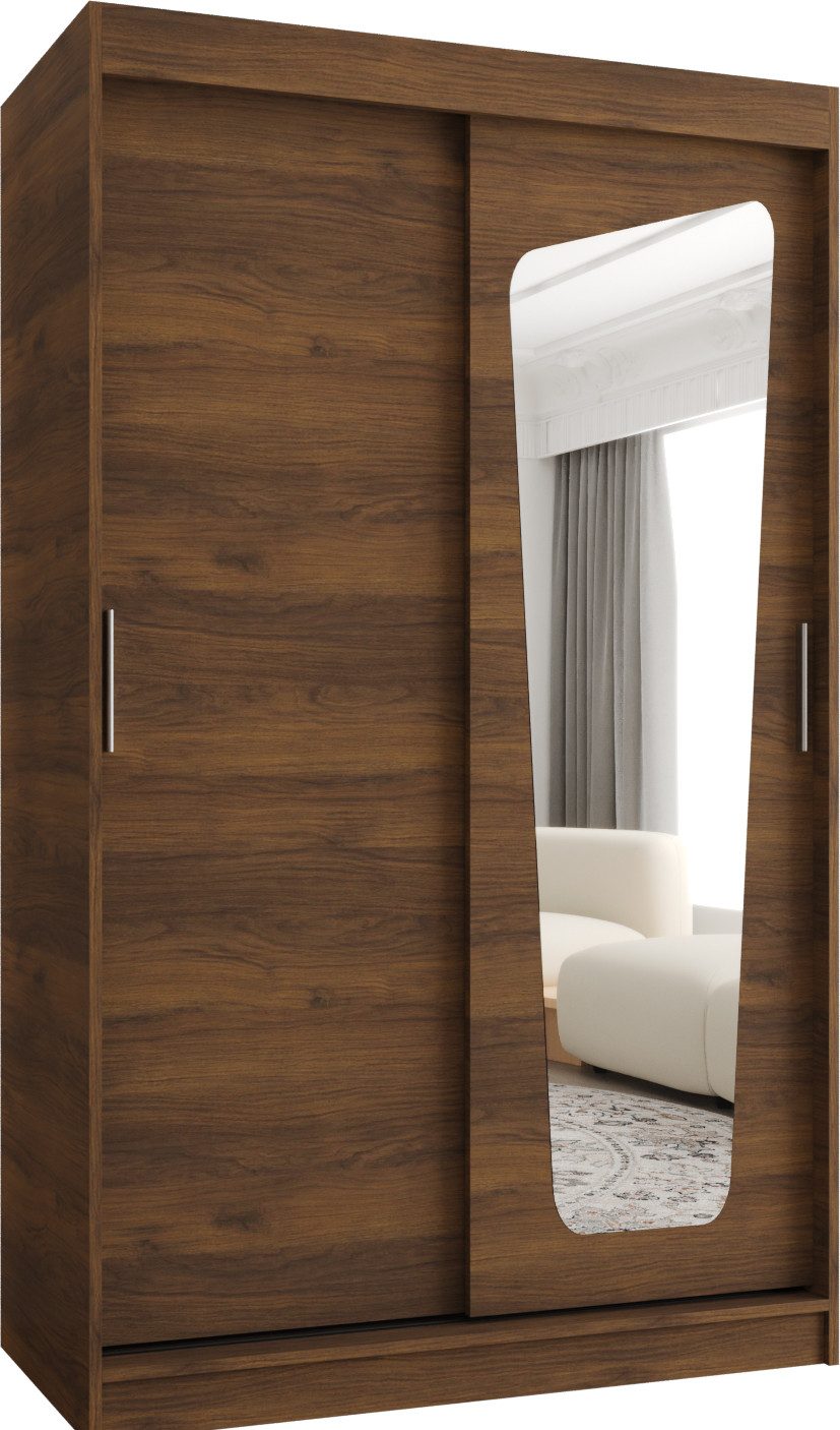 ABIKS MÖBEL Schwebetürenschrank MOKA Schlafzimmerschrank, mit Spiegel, Kleiderstange und Regalen