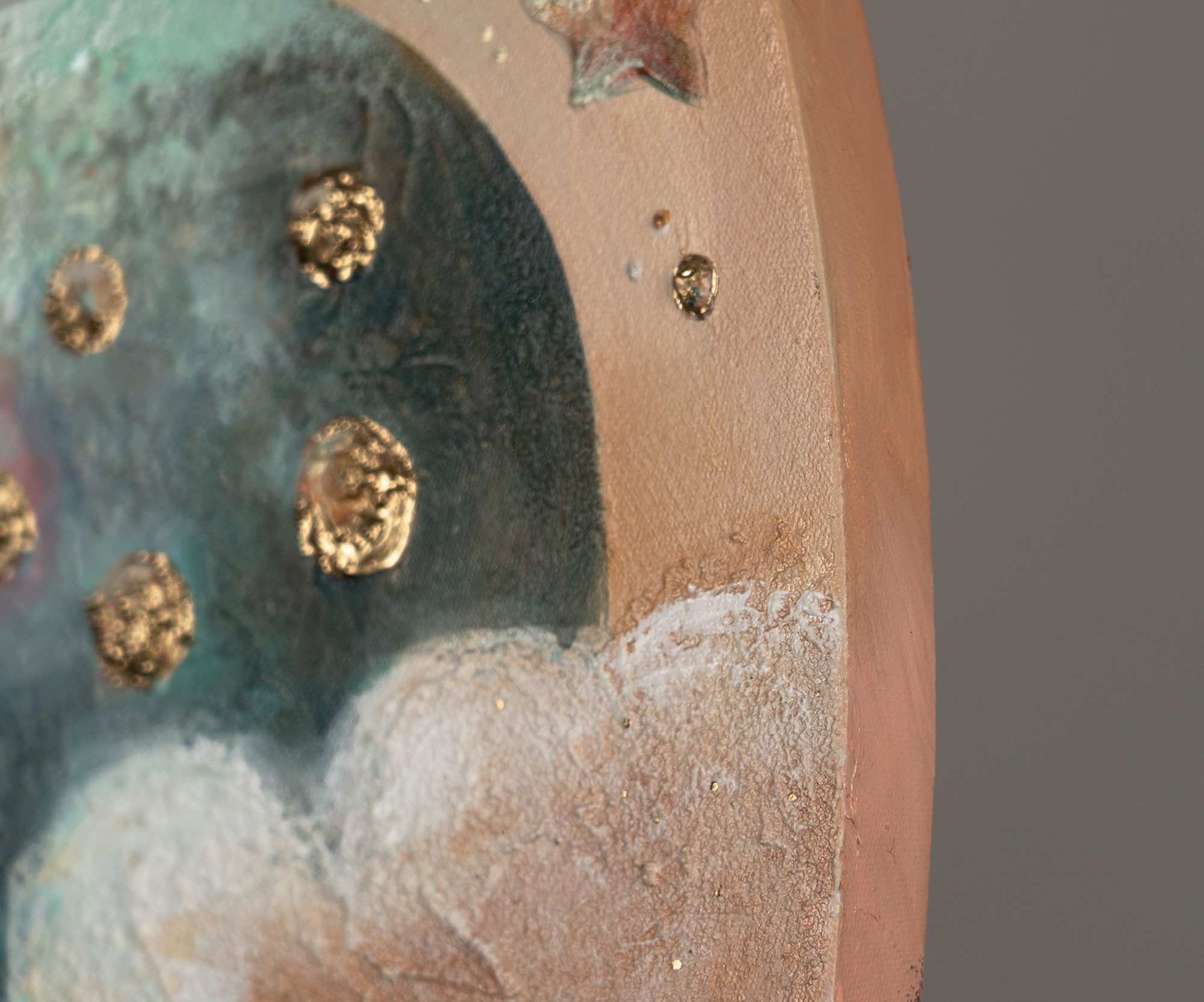 YS-Art Gemälde nachtleuchtendes rundes Leinwandbild eines Planeten, Fluoreszierenden Farbe, die das Wandbild zum leuchten bringen