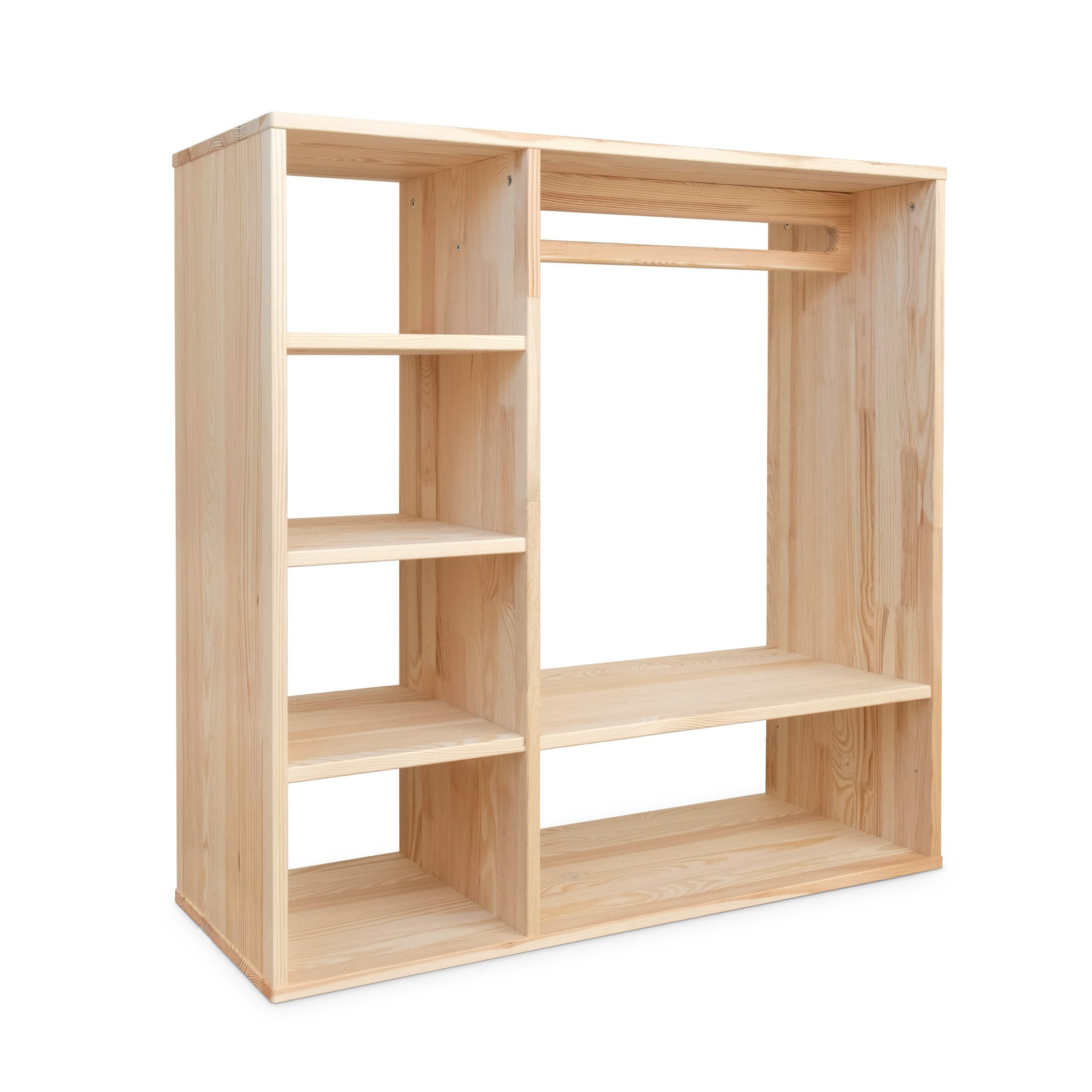 Ehrenkind Kinderkleiderschrank Montessori, Kiefer Natur, hochwertiges & robustes Holz (Kinderregal, Garderobenschrank) Kleiderschrank Kinderzimmer, Kindergarderobe