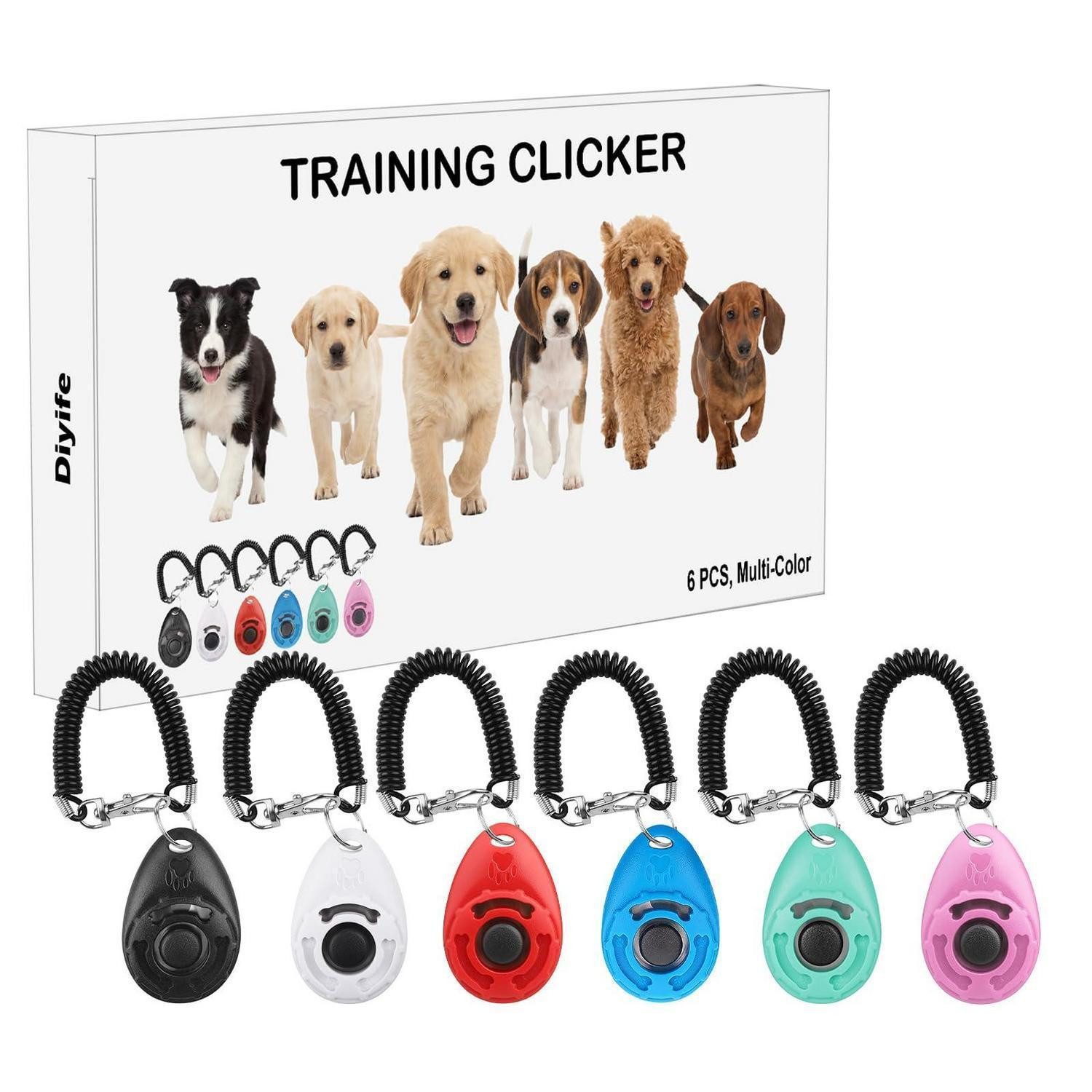 LuxusKollektion Klicker Hunde Clicker Set 6 Farben Leicht mit Armband