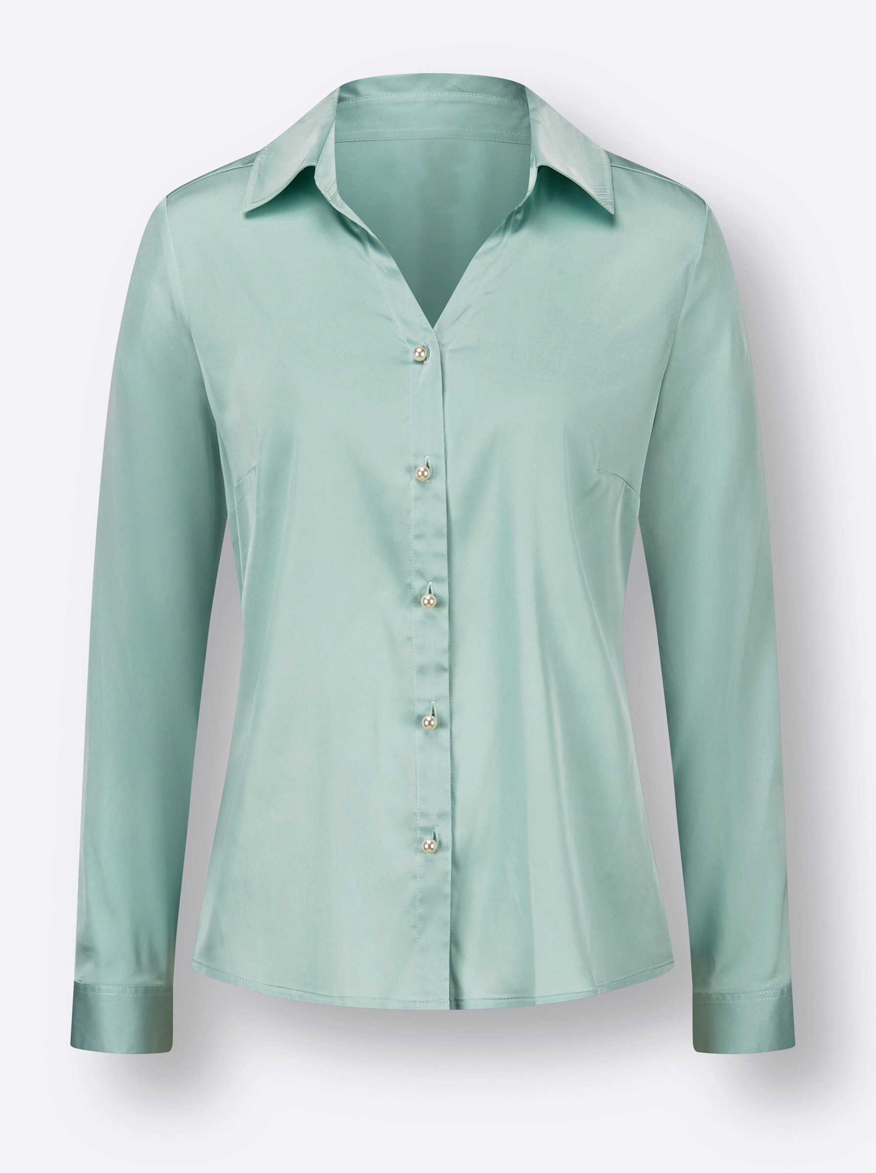 creation L Klassische Bluse Satin-Bluse Langarm