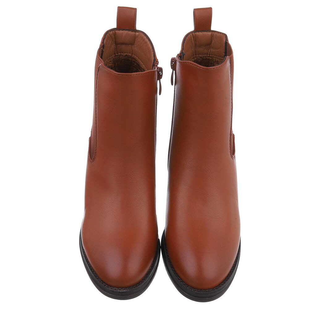 Ital-Design Stylischer Chelsea Boot mit Blockabsatz für Damen High-Heel-Stiefelette (90482615) Blockabsatz Stiefeletten in Camel – Bild 4 von 5