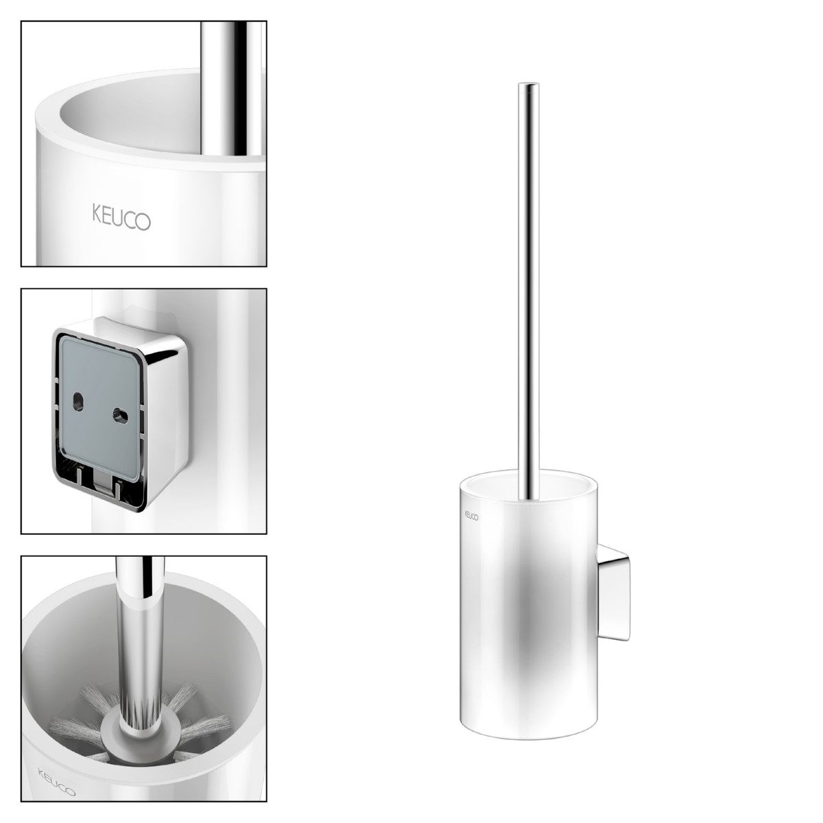 Keuco WC-Garnitur ROSE, Metall verchromt, Made in Germany, mit Ersatzbürstenkopf und Klebeset