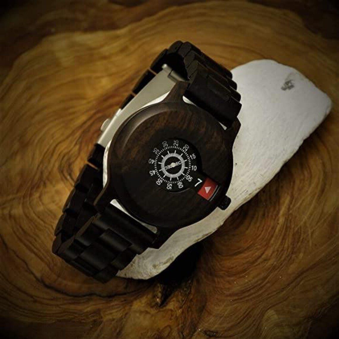 Holzwerk Quarzuhr HEIMBACH Damen und Herren Holz Armband Uhr in dunkelbraun & schwarz