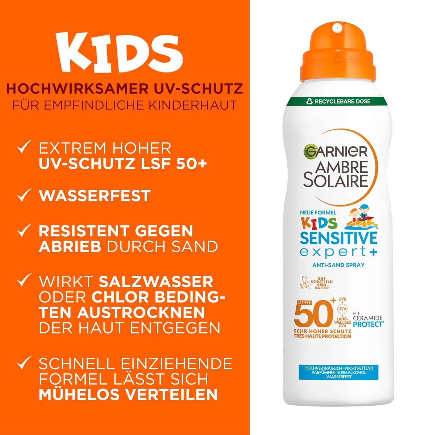 GARNIER Sonnenschutzspray Sensitiv Kids Sonnernschutz-Spray SPF50+, 1-tlg.