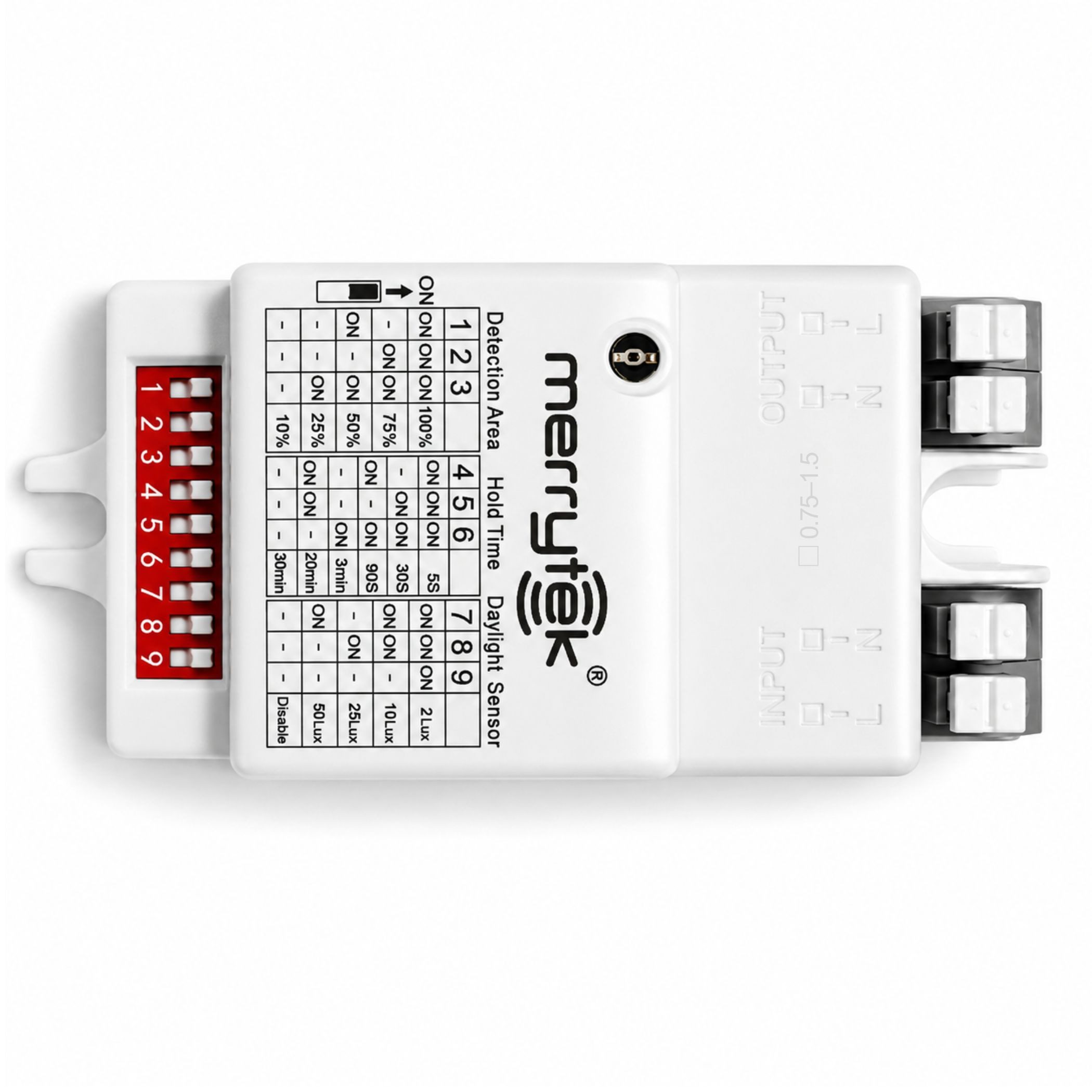 Merrytek Bewegungsmelder L03C Merrytek MC030S-L Mikrowellen Bewegungssensor Ein/Aus 800W Lampe, (Packung, 1-St., 1x Mikrowellen-Bewegungsmelder), Mikrowellen-Technologie 5.8 GHz