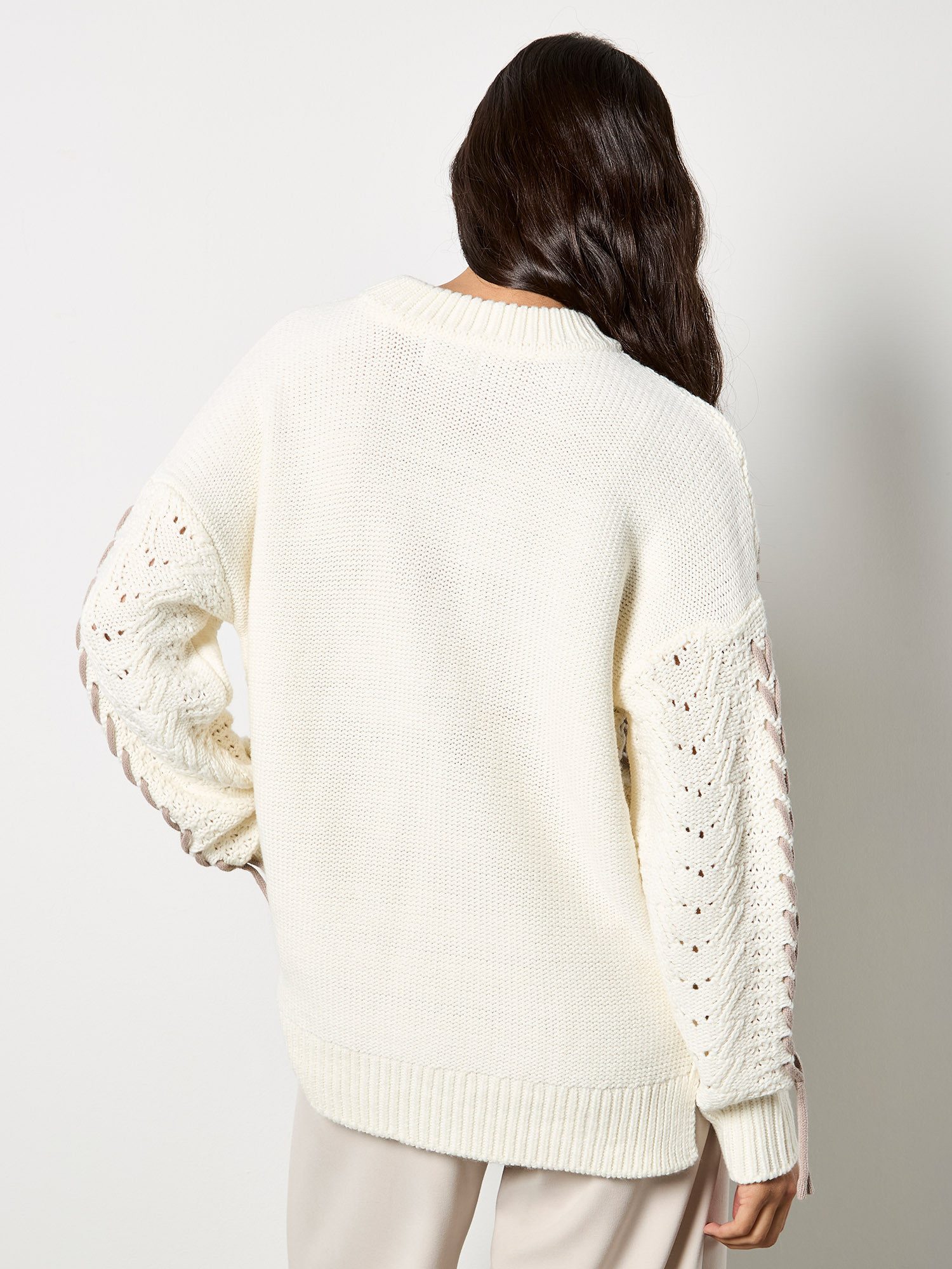 Apricot Strickpullover Rundhalspullover mit Strickmuster