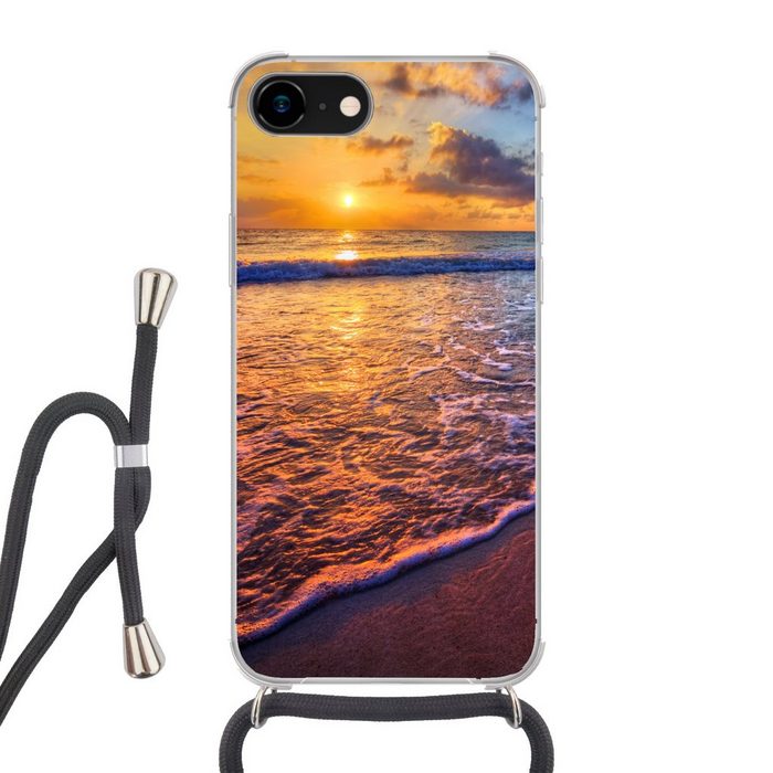 MuchoWow Handyhülle Meer - Strand - Sonnenuntergang - Wolken - Horizont Handyhülle Telefonhülle Apple iPhone 7