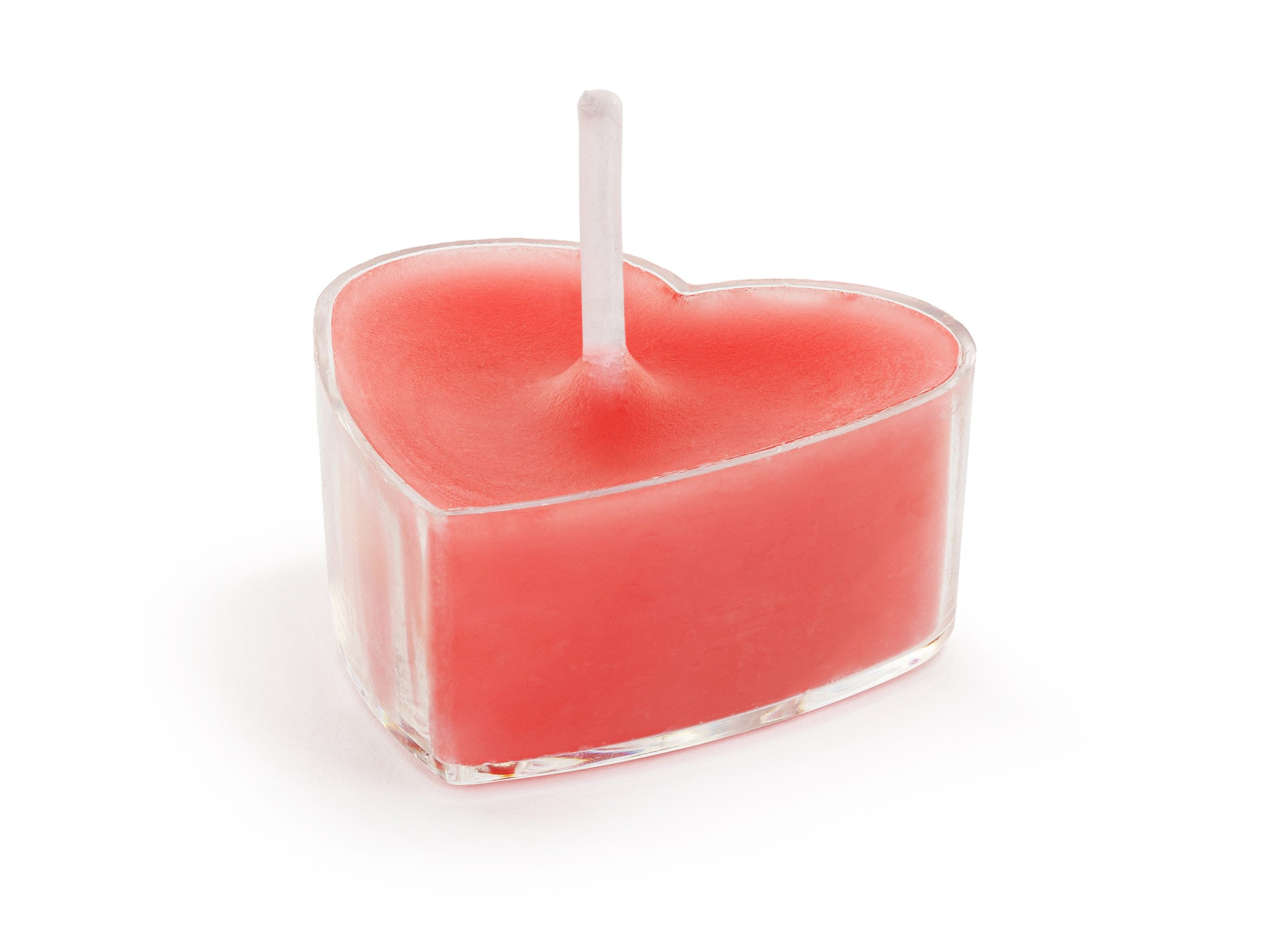 partydeco Teelicht, Teelichter Kerzen Wachs 2x4cm Herzen 10 Stück Rot / Transparent