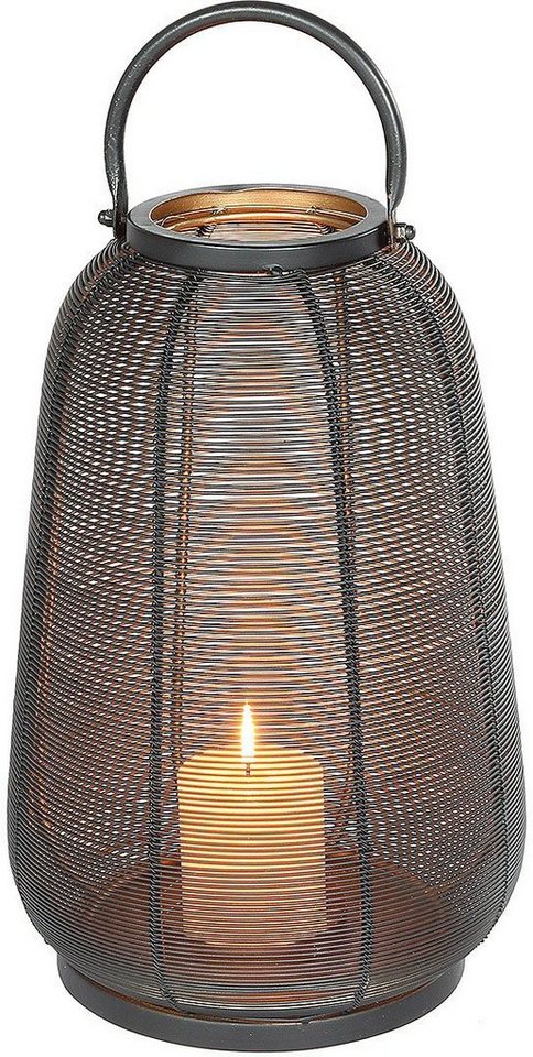 Ambiente Haus Kerzenlaterne Windlicht aus Metall, Schwarz (H) 46 cm (1 St)
