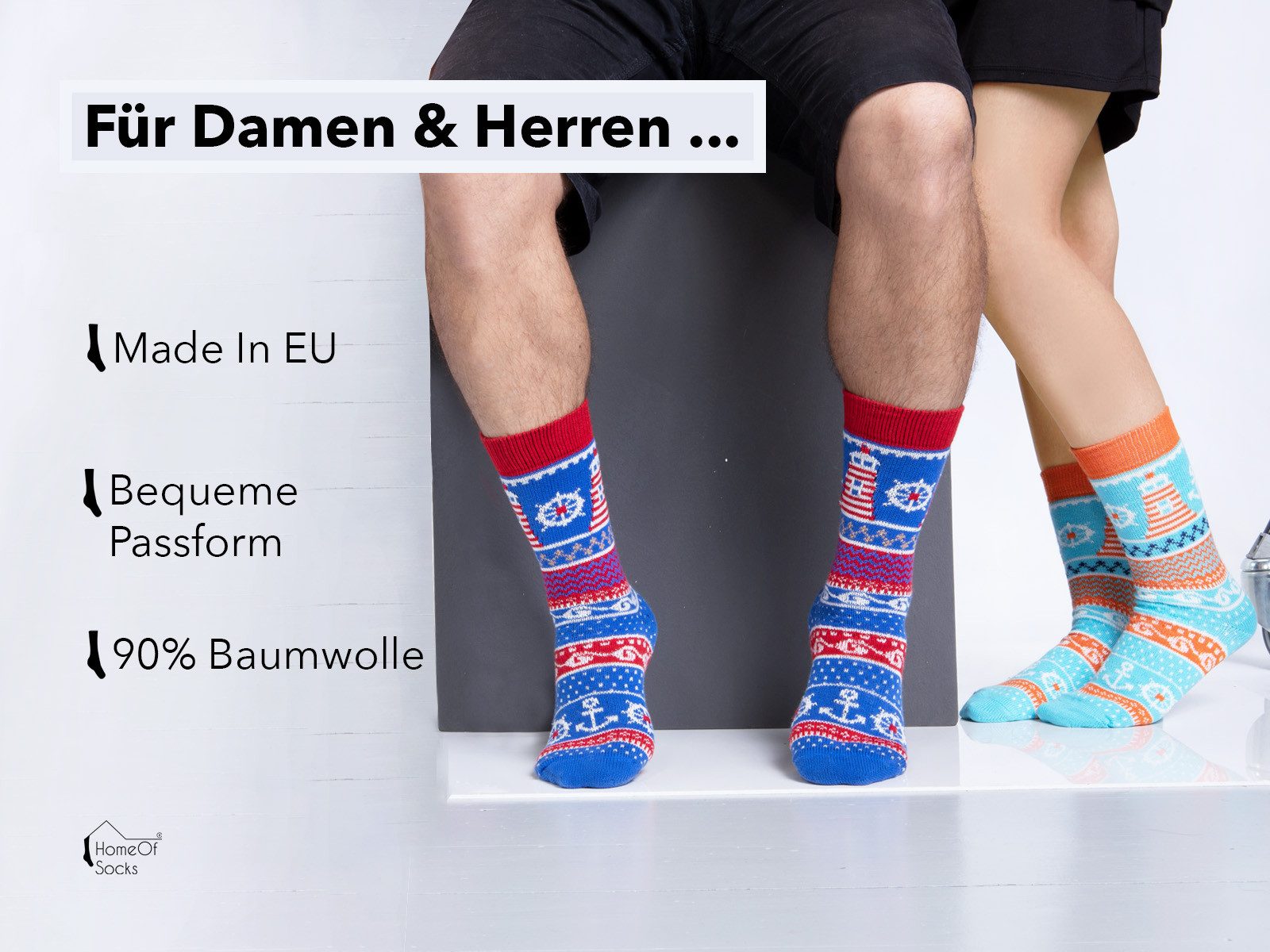 HomeOfSocks Socken Maritim Anker Socke aus 90% Baumwolle Anker Socken Maritim aus 90% Baumwolle