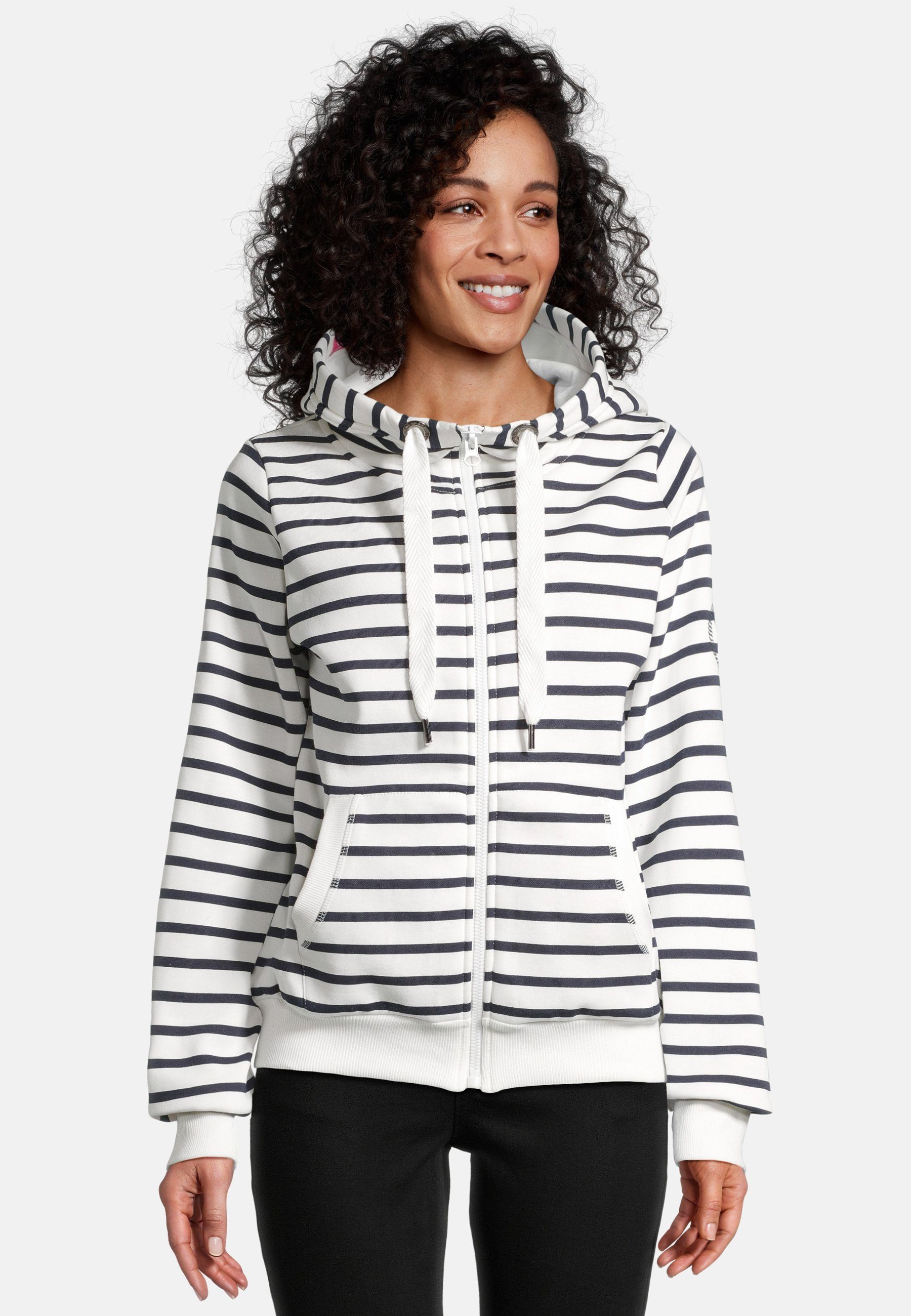 salzhaut Sweatjacke SÖÖTE - RINGEL Damen normale Passform weiche, bequeme Sweatjacke, Hoodiejacke, Indoorjacke zum Verlieben!