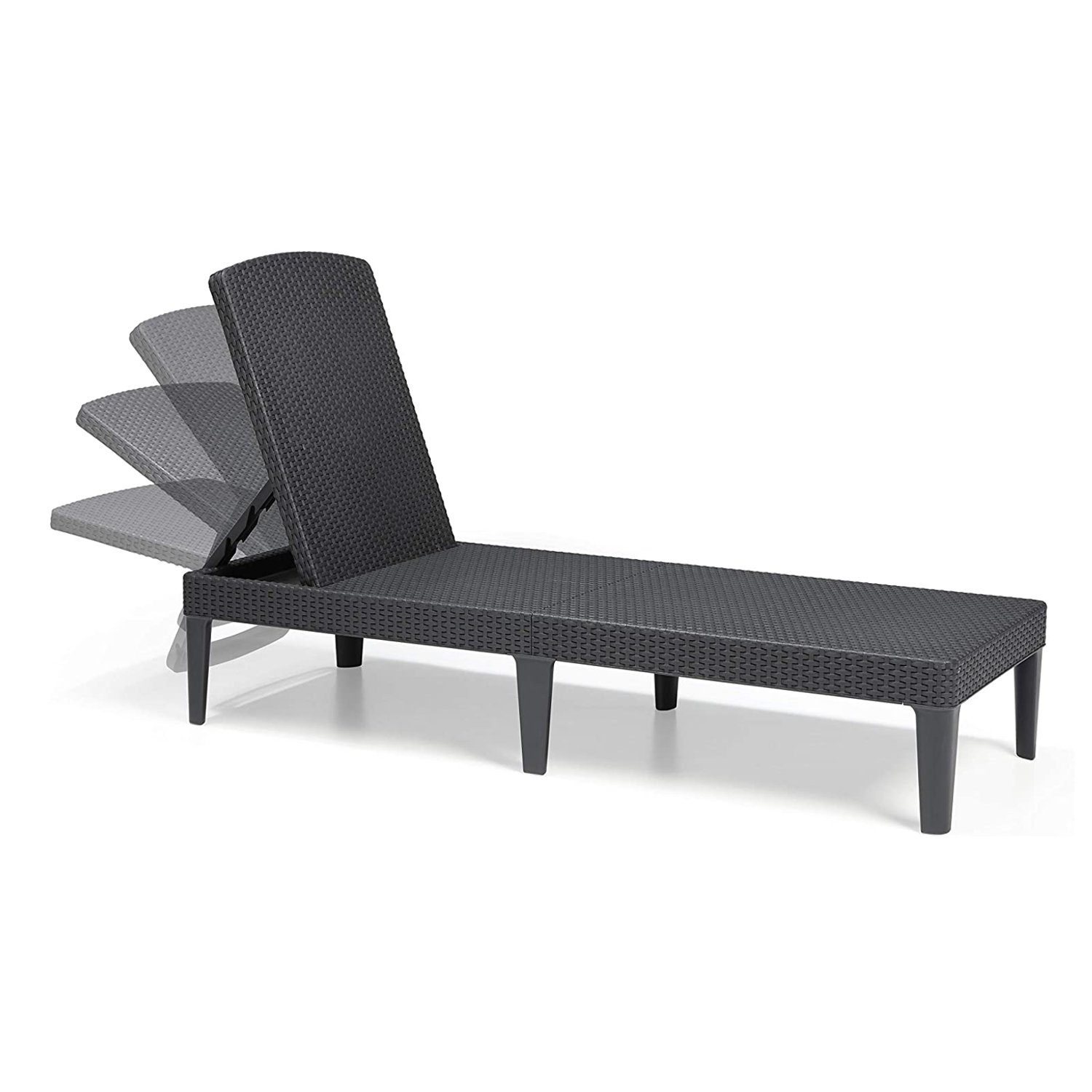 Stufen] Sun Rückenlehne Graphit [4 Neigbare Lounger, Jaipur Allibert Gartenliege