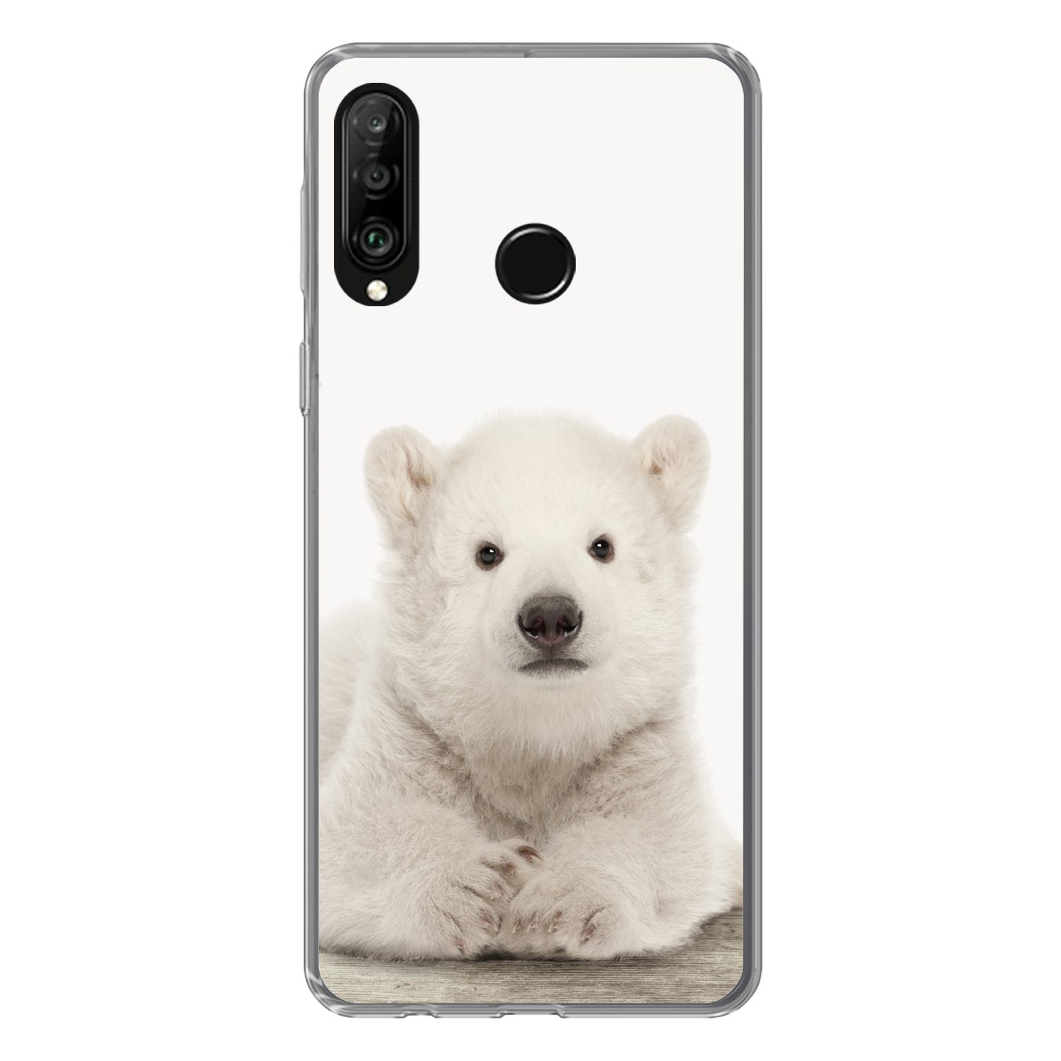 MuchoWow Handyhülle für Huawei P30 Lite Eisbär - Tiere - Kinder - Weiß - Jungen - Mädchen, Handy Case, Silikon, Bumper Case Dünn