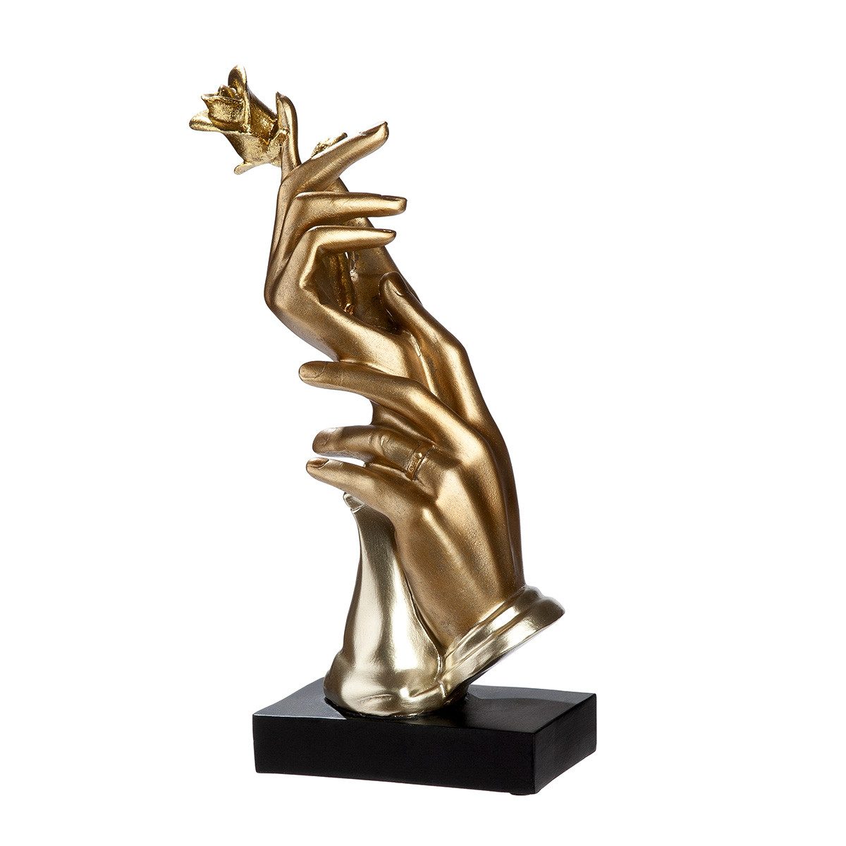 MF Skulptur Deko Skulptur Goldene Hände mit Rose 29,5cm (1 St) – Bild 2 von 5