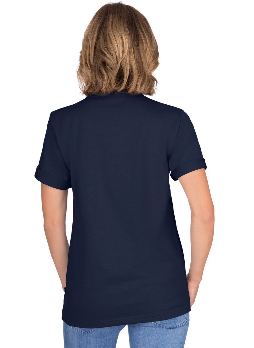Baumwolle DELUXE Trigema T-Shirt T-Shirt TRIGEMA Knopfleiste mit navy