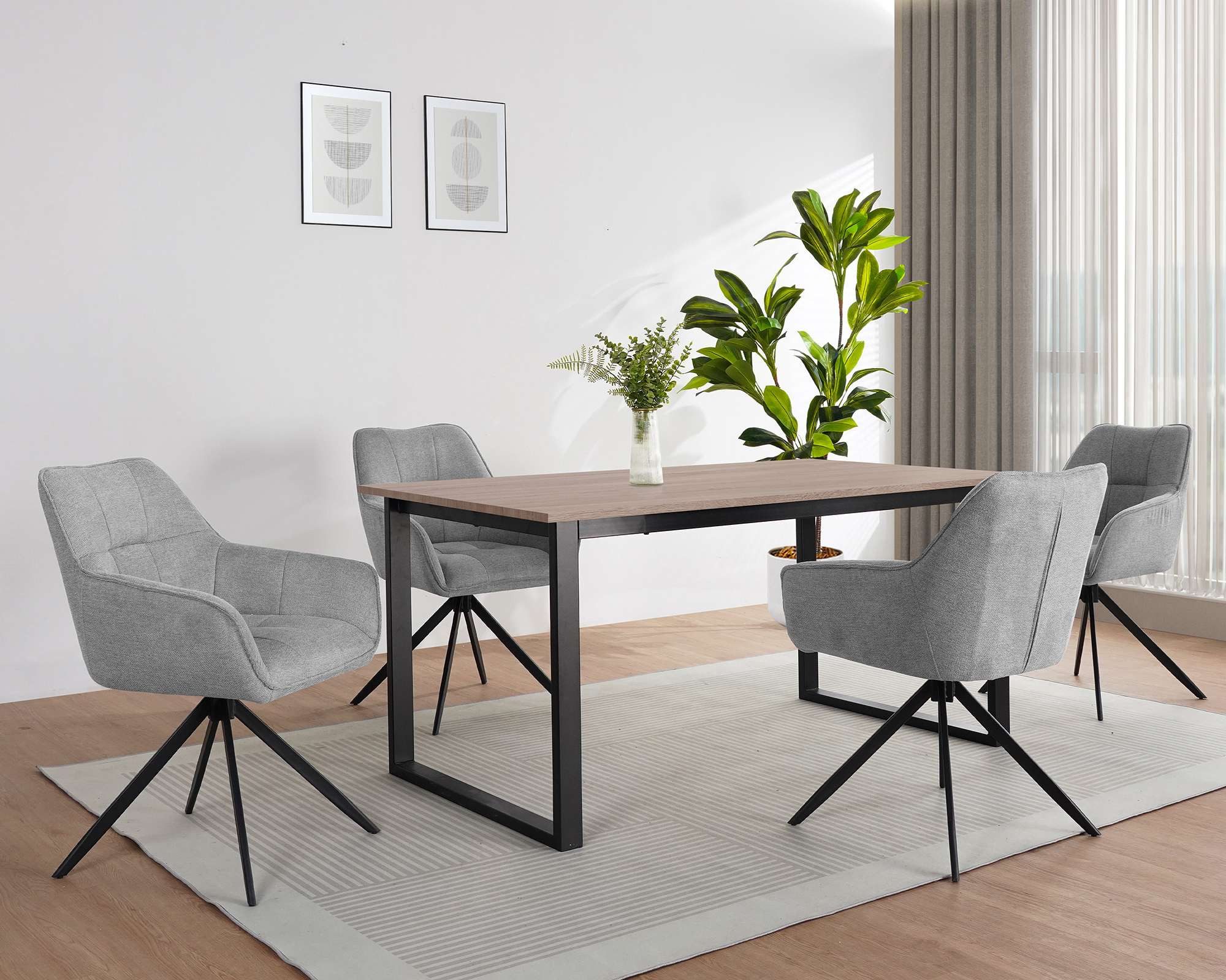 OTTO home Esstisch Barcell, schwarzes Metallgestell, Plattenvarianten wählbar, sowie Größen