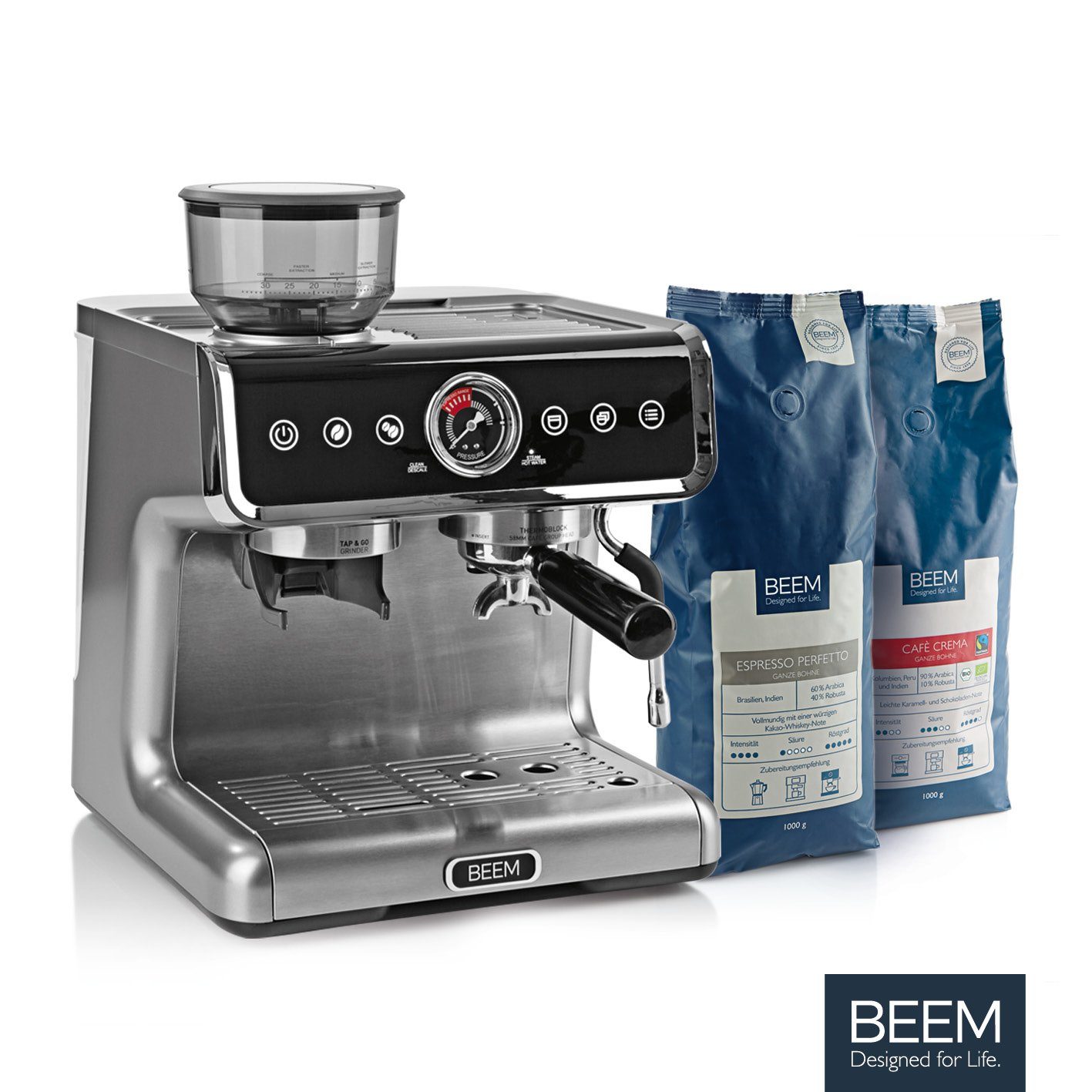 BEEM Espressomaschine ESPRESSOGRINDPROFESSION Espresso Siebträgermaschine Mahlwerk