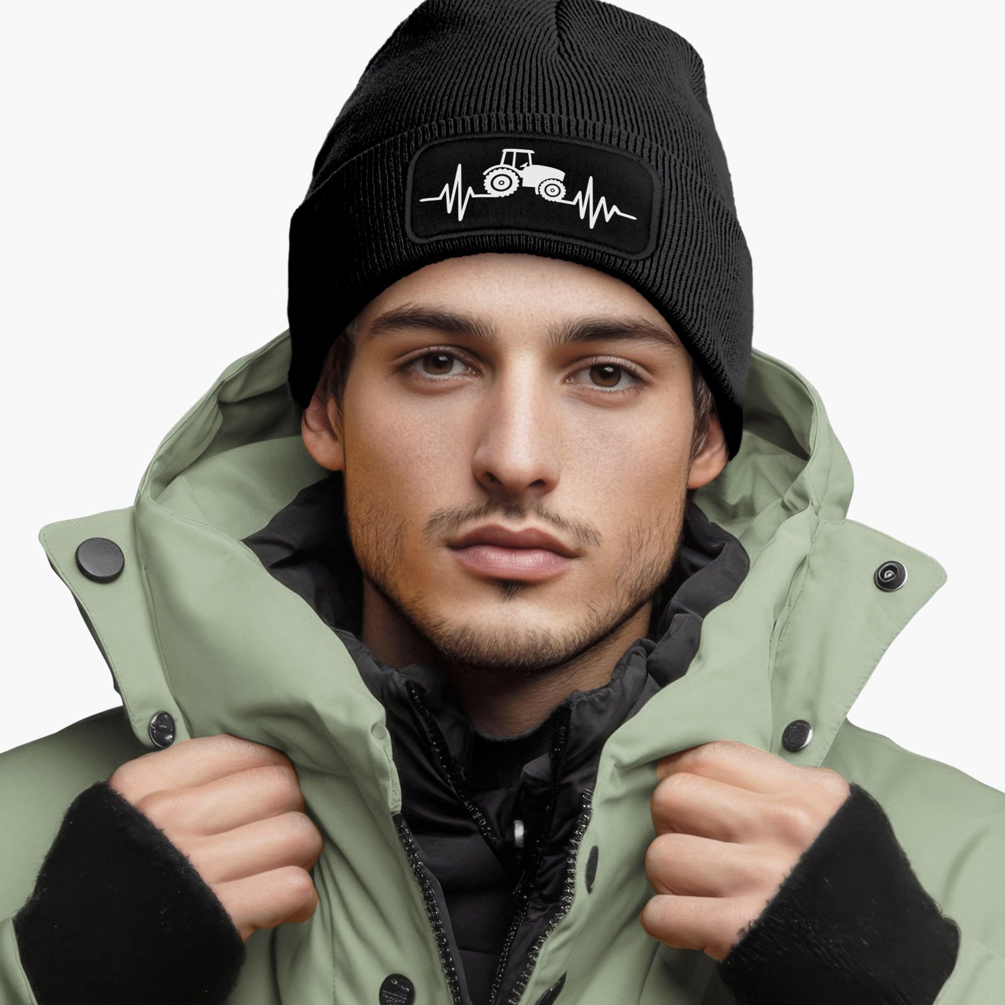 MoonWorks Beanie Herren Beanie mit Patch Strickmütze Traktor Herzschlag Auf günstig online kaufen