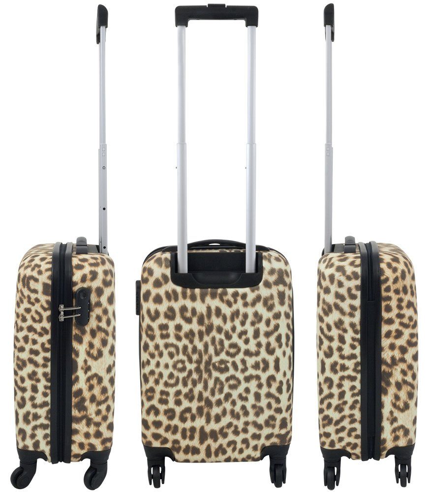 MONOPOL® Kofferset Kofferset 3 tlg. Trolleyset Reisekoffer ABS - Hartschale LEOPARD