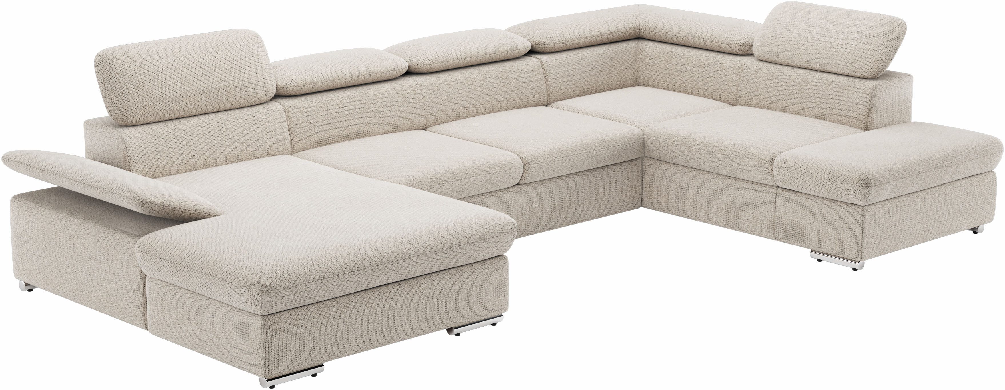 sit&more Wohnlandschaft Valantine U-Form, B: 349 cm, mit Arm- & Kopfteilverstellung, optional mit Bettfunktion