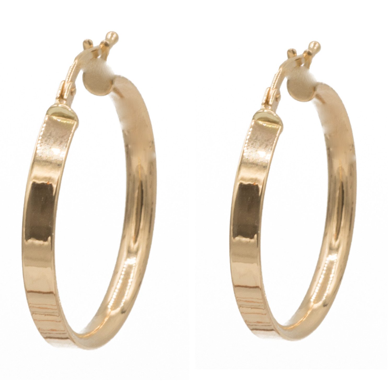 Bella Carina Paar Creolen Creolen 2,4 cm Durchmesser 3 mm Breite 585 Gold 14 Karat, 585 Gold