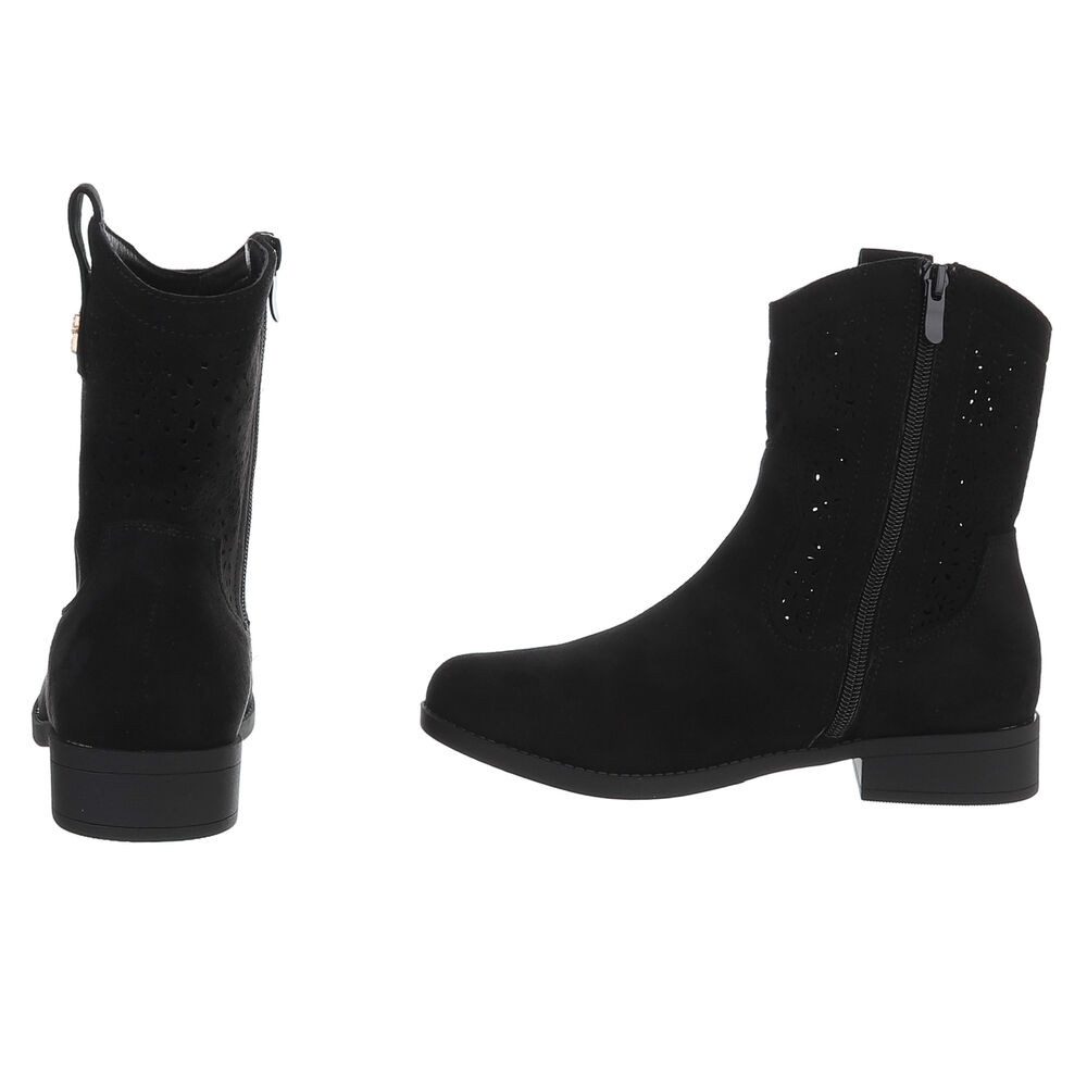 Ital-Design Damen Stiefelette mit elegantem Design und hohem Komfort Sommerboots (91154465) Blockabsatz Flache Stiefeletten in Schwarz – Bild 5 von 5