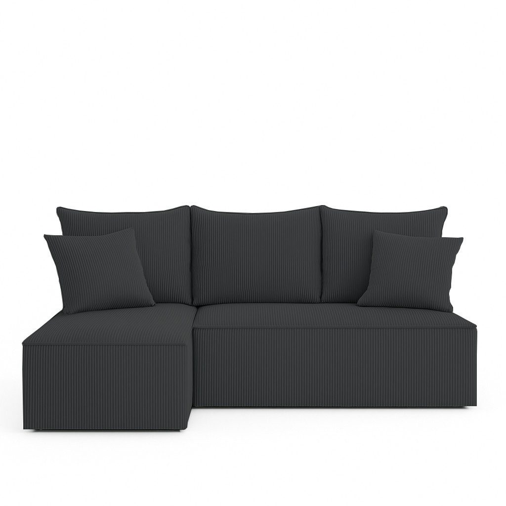 NACANAPA Ecksofa VELO S, Bettzeug-Container, weicher und angenehmer Stoff zum Anfassen, Lose Rückenkissen mit Reißverschluss, Schlaffunktion 130x200 cm