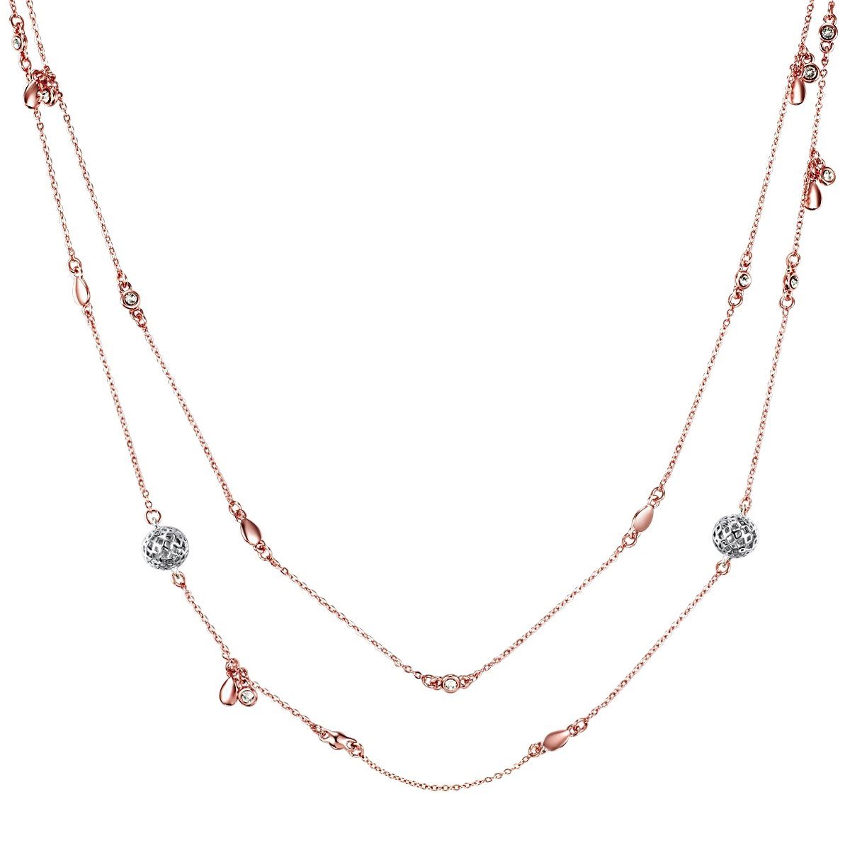 Lulu & Jane Swarovski® Perle mit Kette von Collier bi-Color verziert weiß Kristallen weiß (synth)