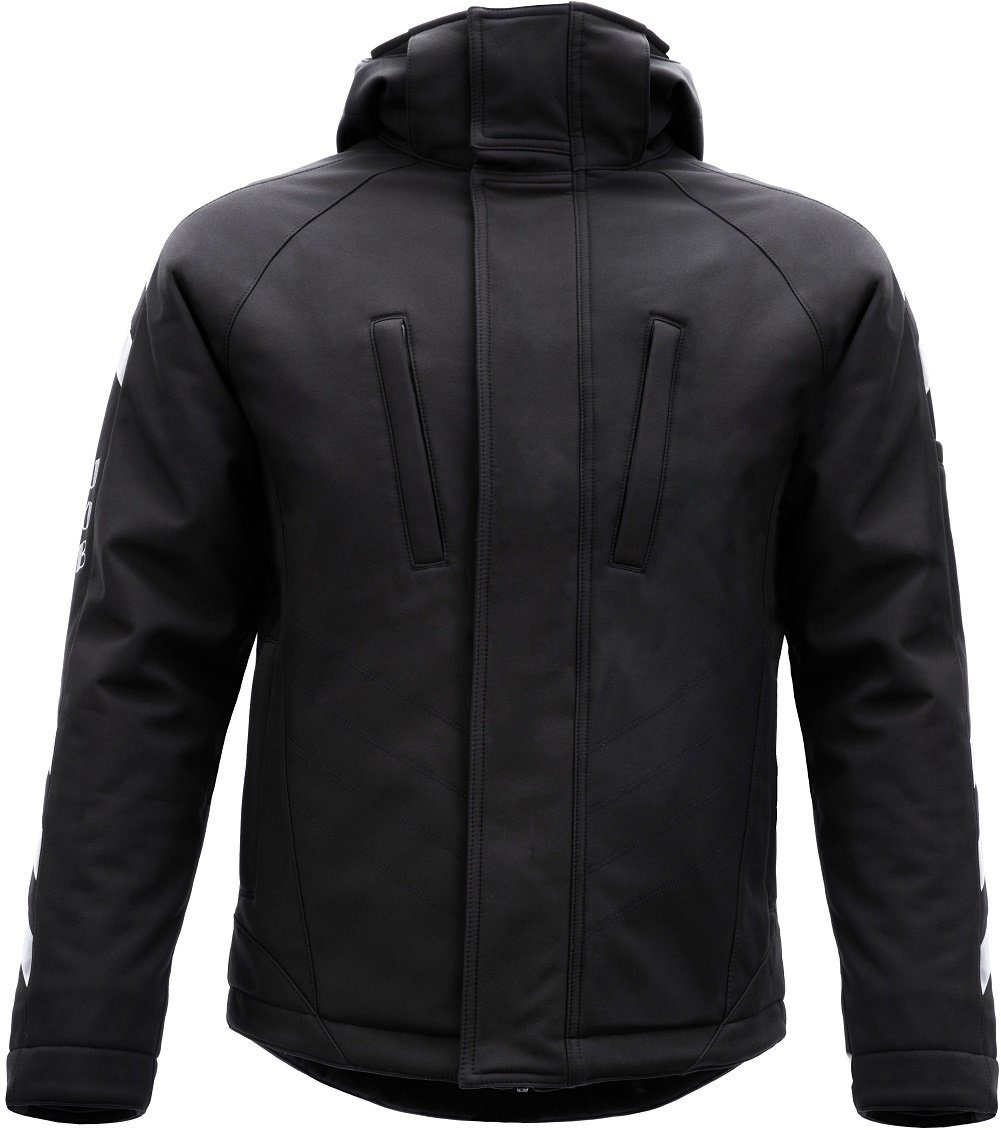 JOB Jacke mit Kapuze, Arbeitsjacke wasserabweisend Shell JOB-Winter-Soft schwarz winddicht,