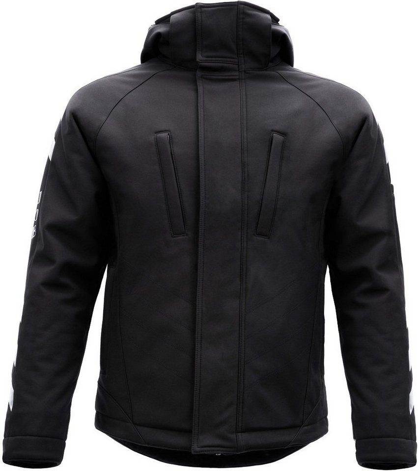 JOB Arbeitsjacke JOB-Winter-Soft Shell Jacke schwarz mit Kapuze, winddicht,  wasserabweisend