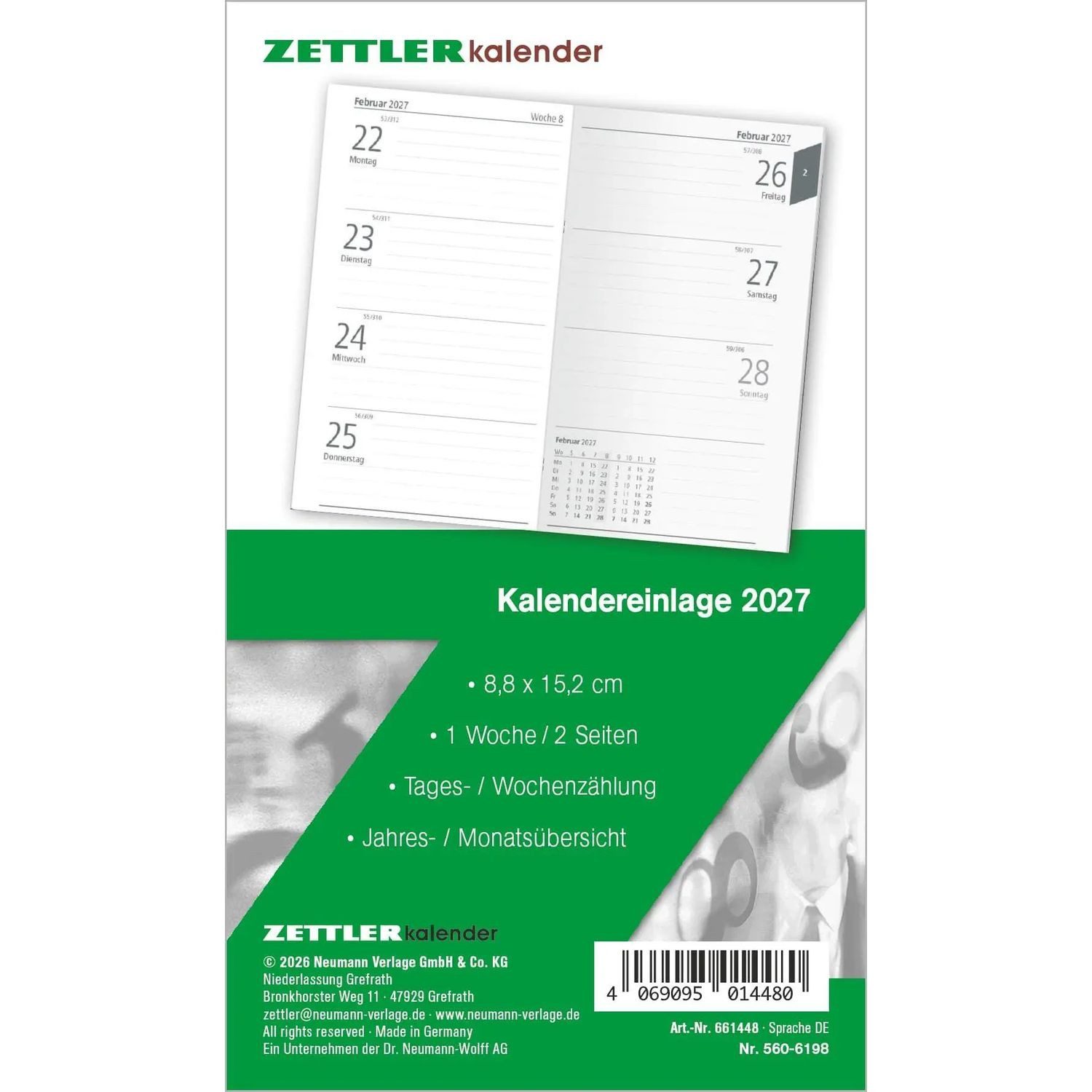 Taschenkalender Kalenderersatzeinlage TP 1W/2S 2027