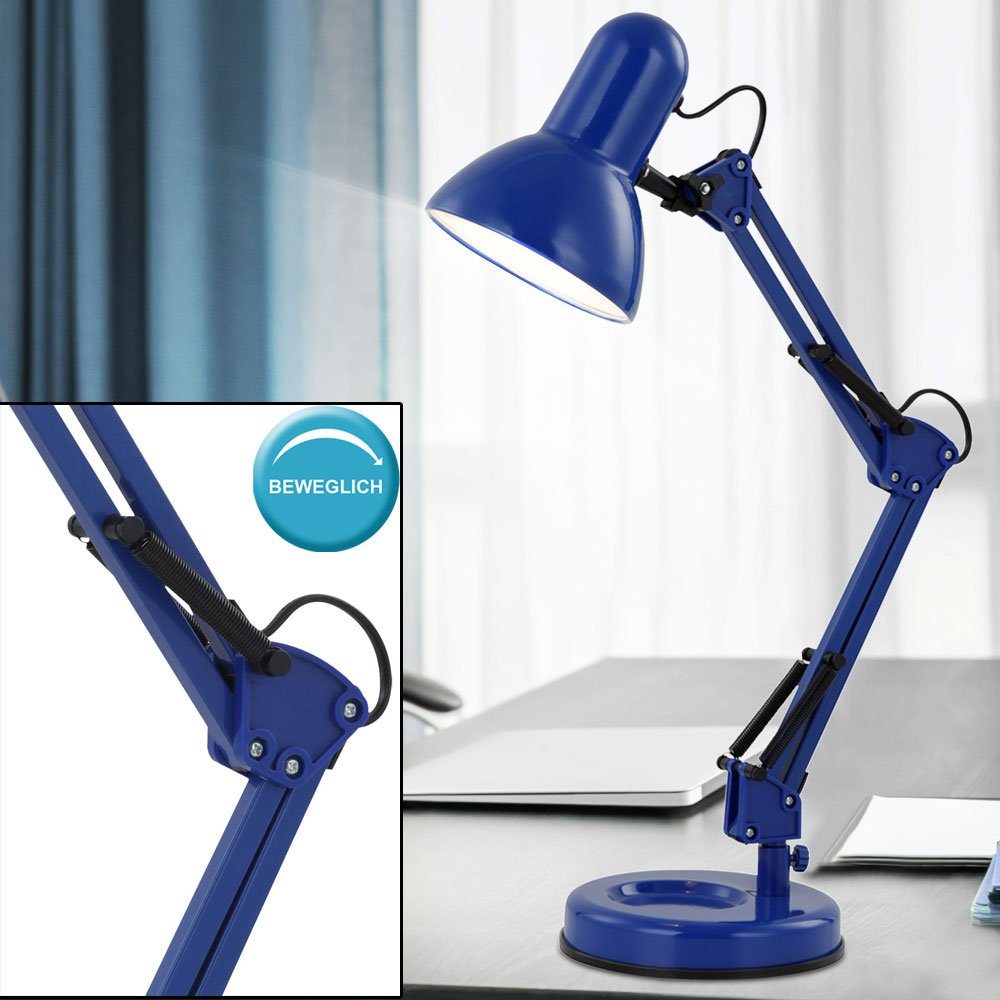 etc-shop Schreibtischlampe, Leuchtmittel nicht inklusive, Schreib Tisch Leuchte blau Wohn Arbeits Zimmer Beleuchtung Lese Lampe