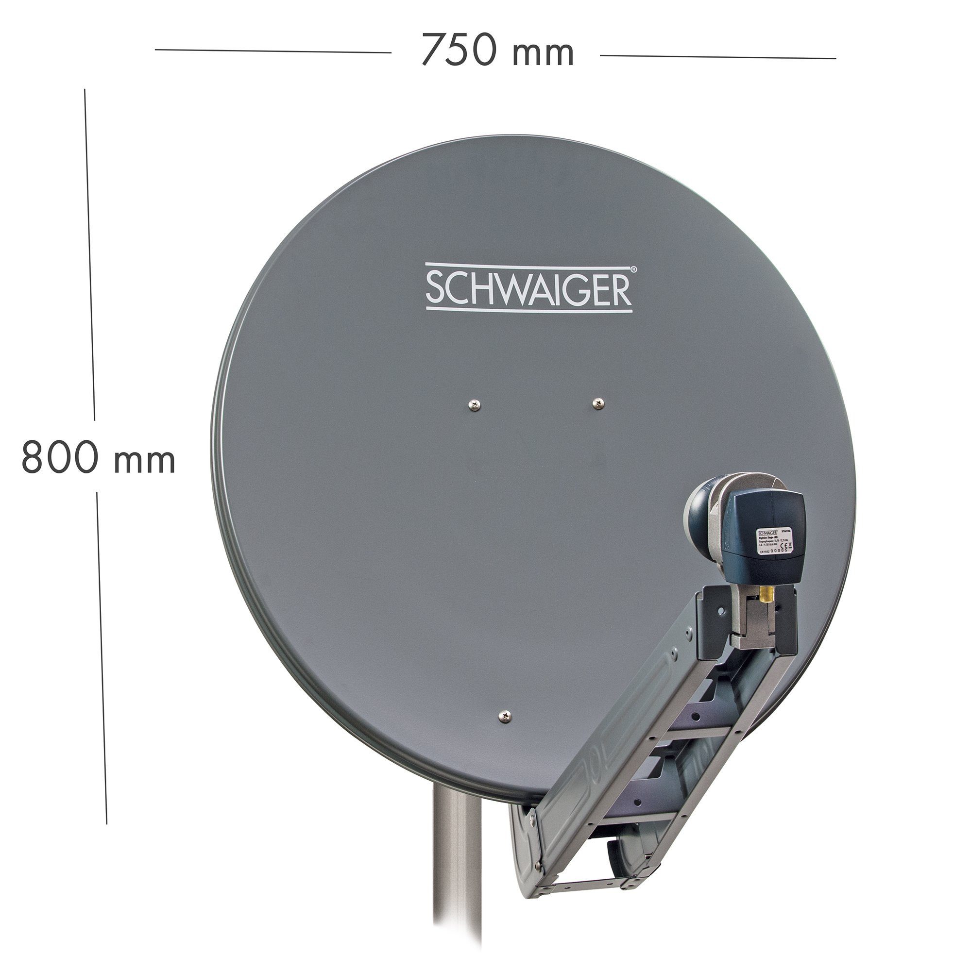 Schwaiger SPI075PA 011 Sat-Spiegel (75 cm, Aluminium, anthrazit)