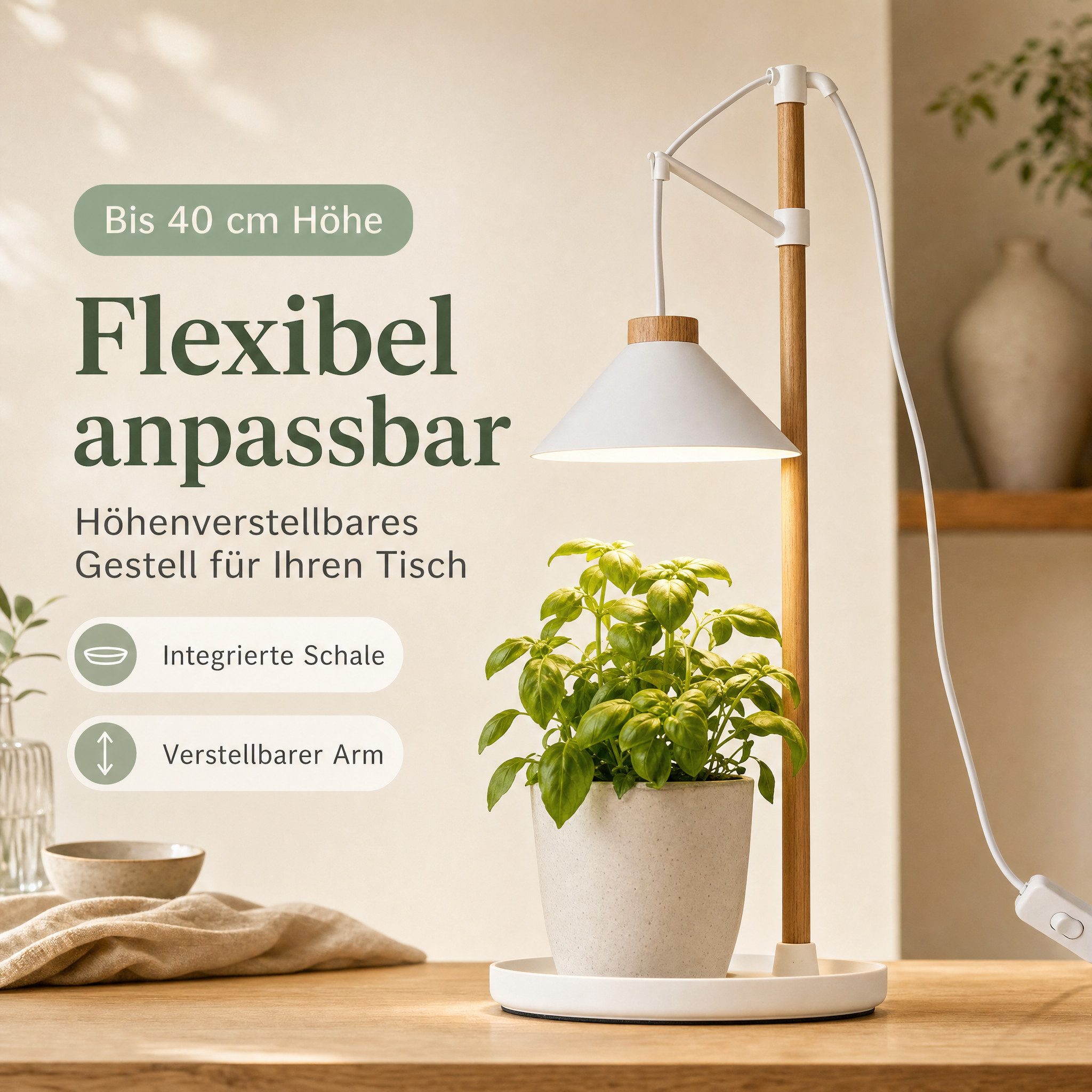Northpoint Pflanzenlampe LED Pflanzenleuchte Kräutergarten aus Echtholz 9W 550 Lumen Timer – Bild 5 von 5