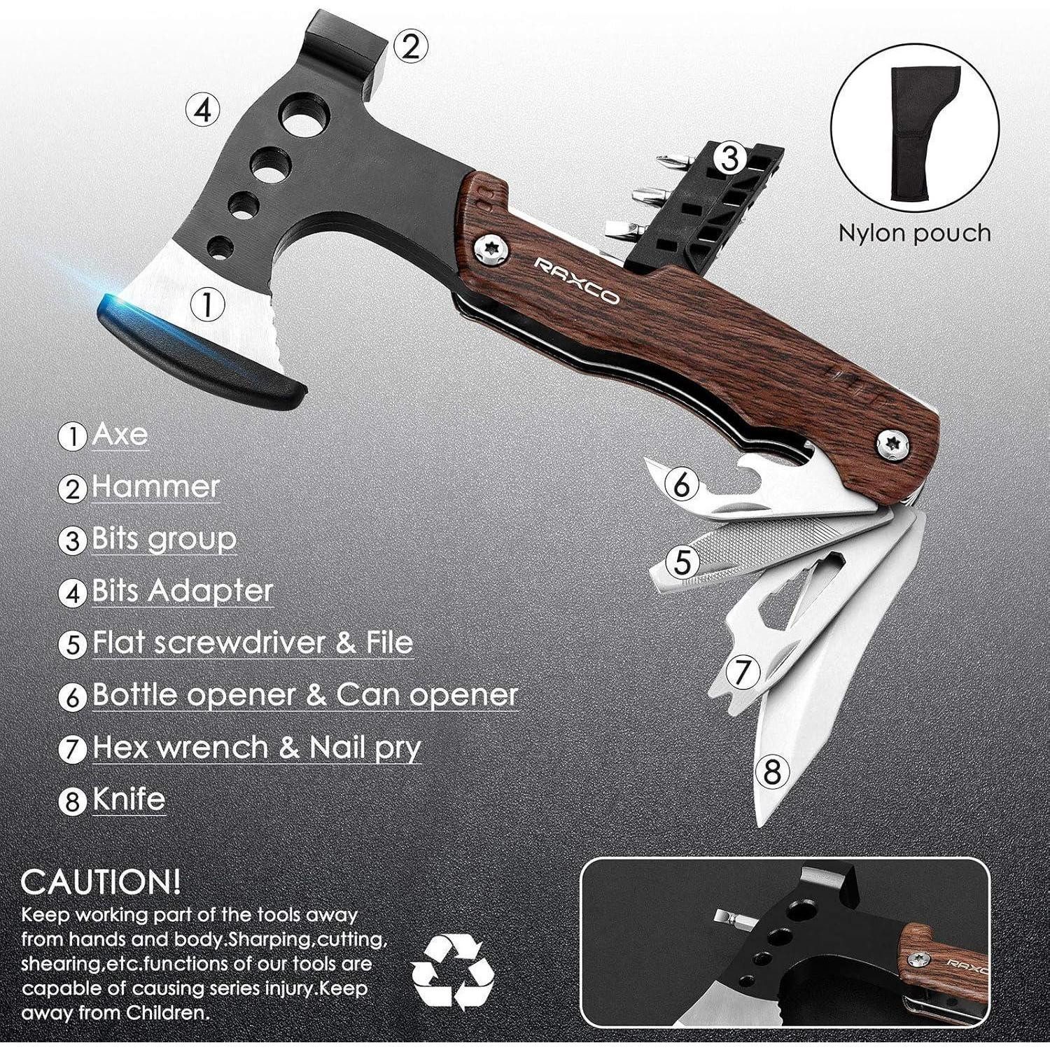 LuxusKollektion Beil Axt Handbeil Multifunktionswerkzeug Survival 8 IN 1 MULTITOOL AXT