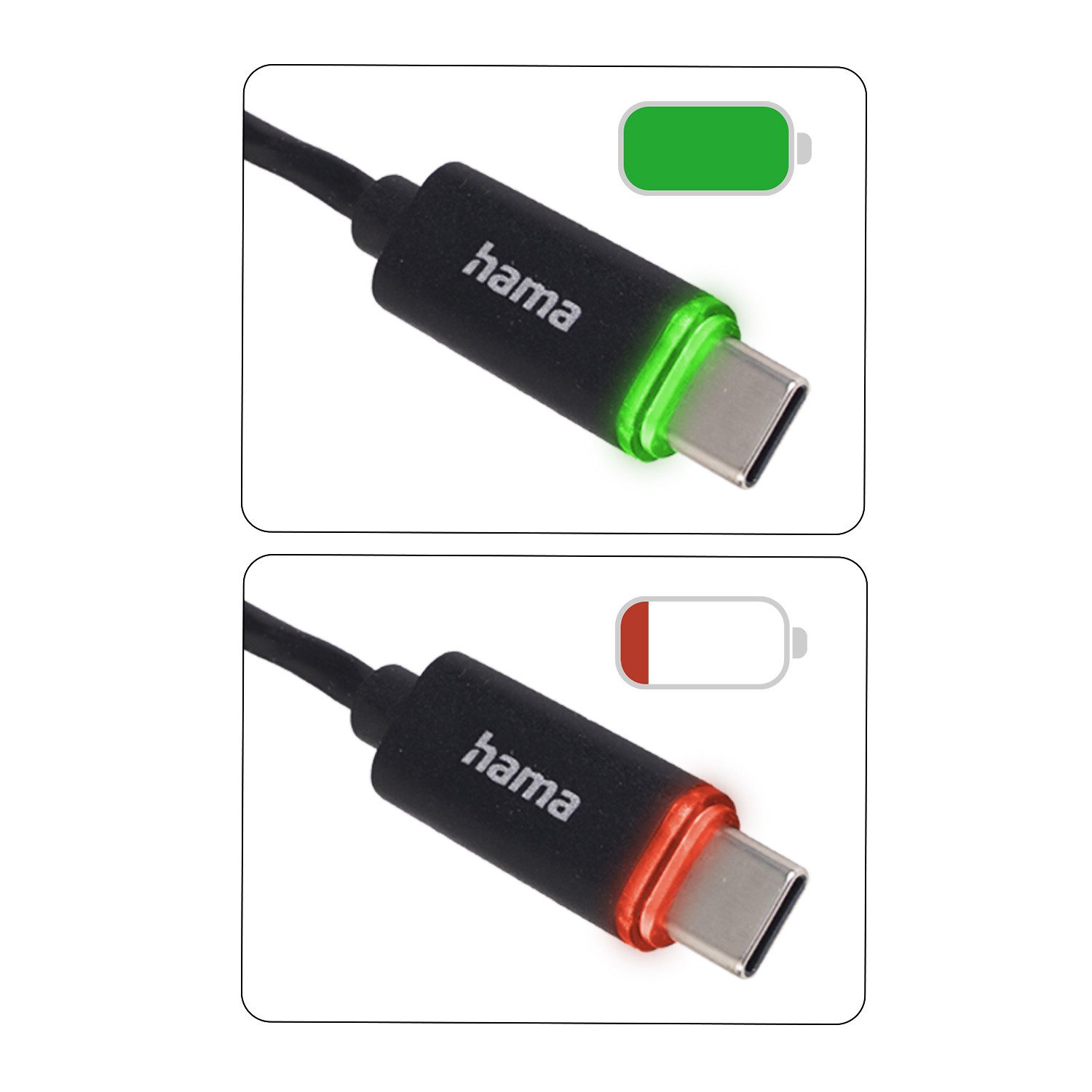 Hama USB-A auf USB-C Kabel mit LED-Ladeanzeige Blitz-Kabel, USB-A,USB-C, Kein (100 cm), Ladekabel Datenkabel USB Type C – Bild 3 von 5