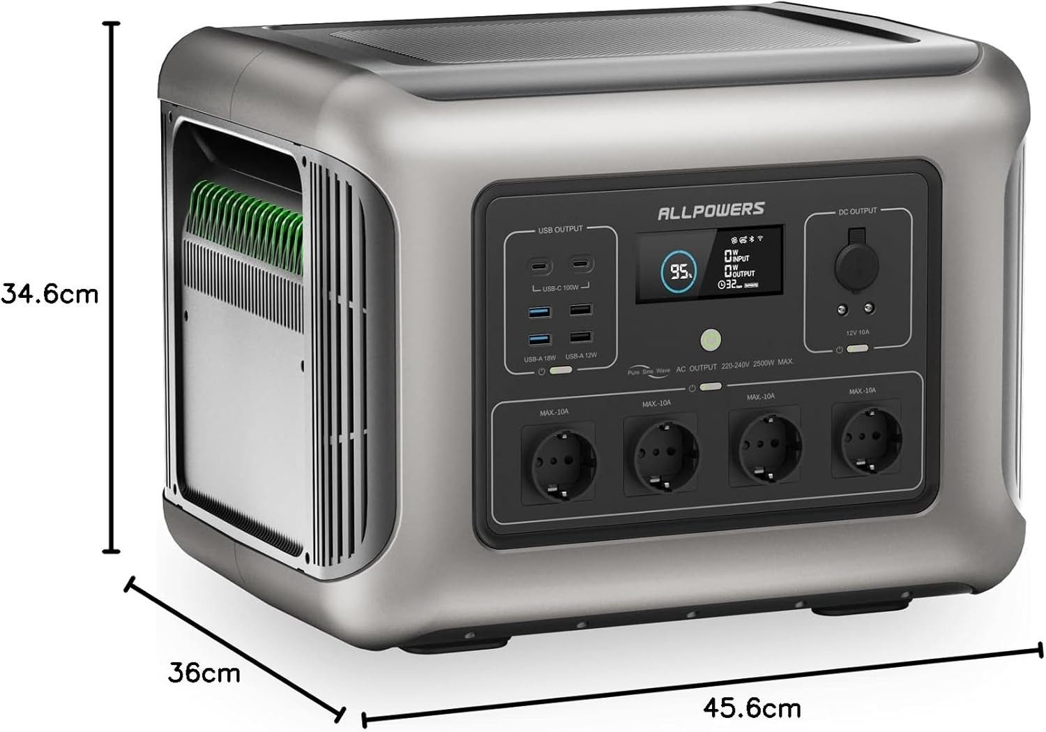 ALLPOWERS ALLPOWERS R2500 V2 Powerstation LiFePO4 2500W 1920Wh mit USV-Funktion Powerstation ALLPOWERS R2500 V2 LiFePO4 Powerstation 1920Wh 2500W (230 V V), Solaraufladung bis 1000W Schnellladefunktion