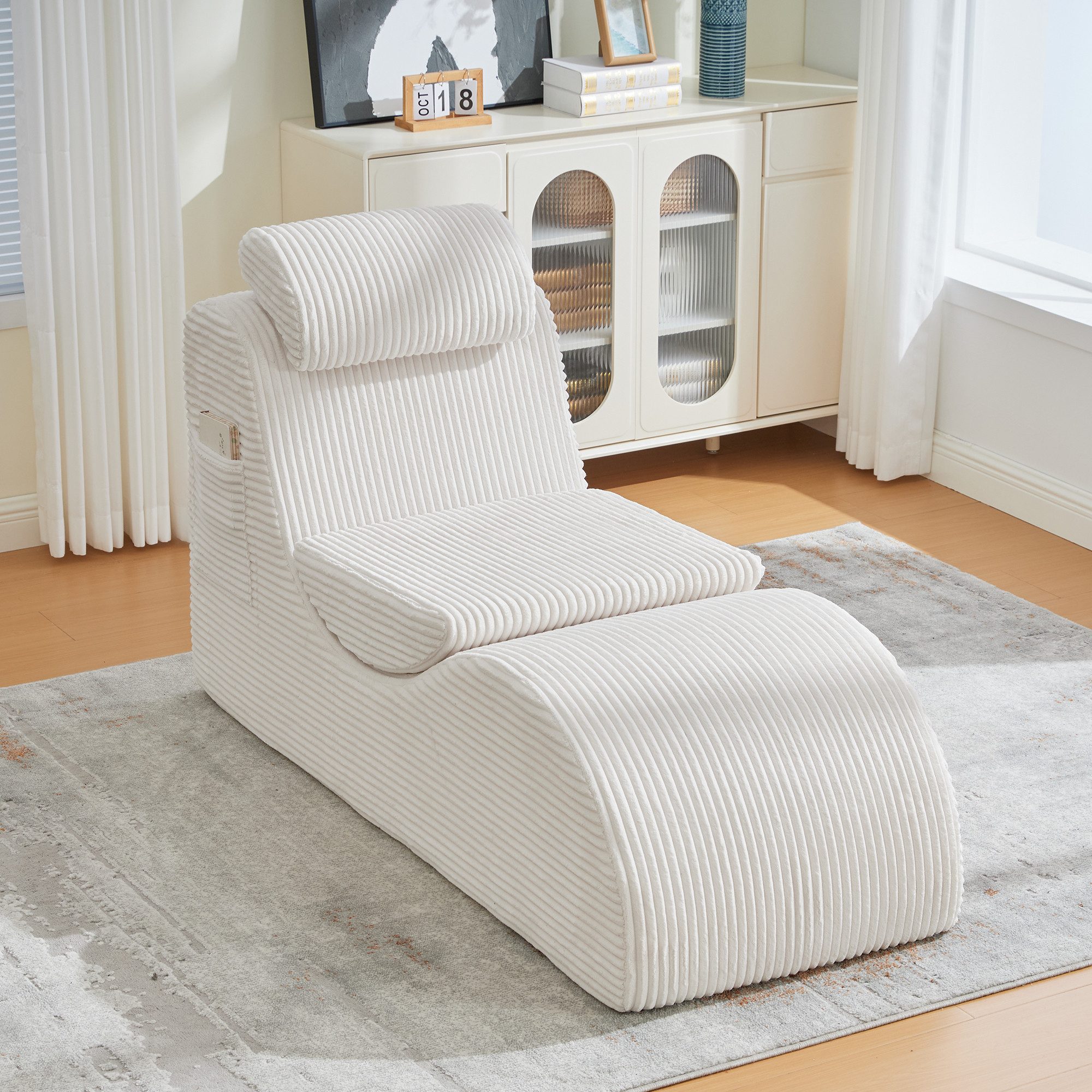 OKWISH Loungesessel Polsterstuhl Relaxsessel (Hoch Elastischem Kompressionsschaum, Abnehmbarer Sitzauflage und Seitentasche)
