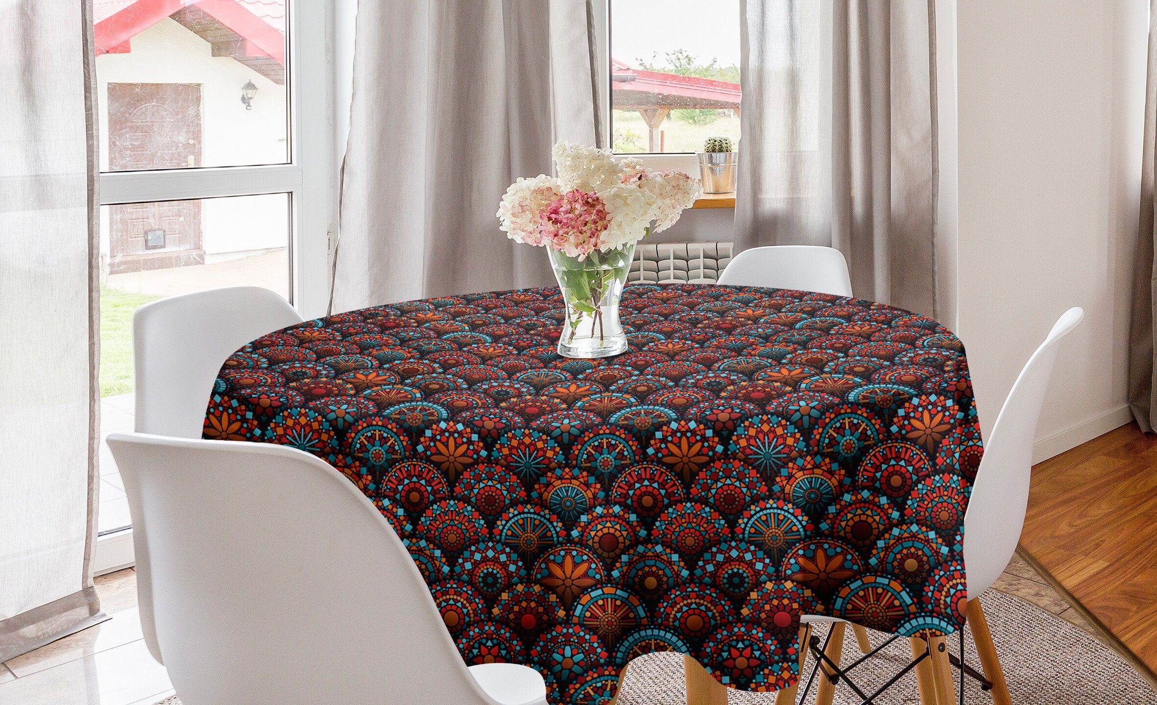 Mandala Abdeckung Tischdecke Tischdecke Dekoration, Blumenarten Abakuhaus Küche Kreis Geometrische für Esszimmer