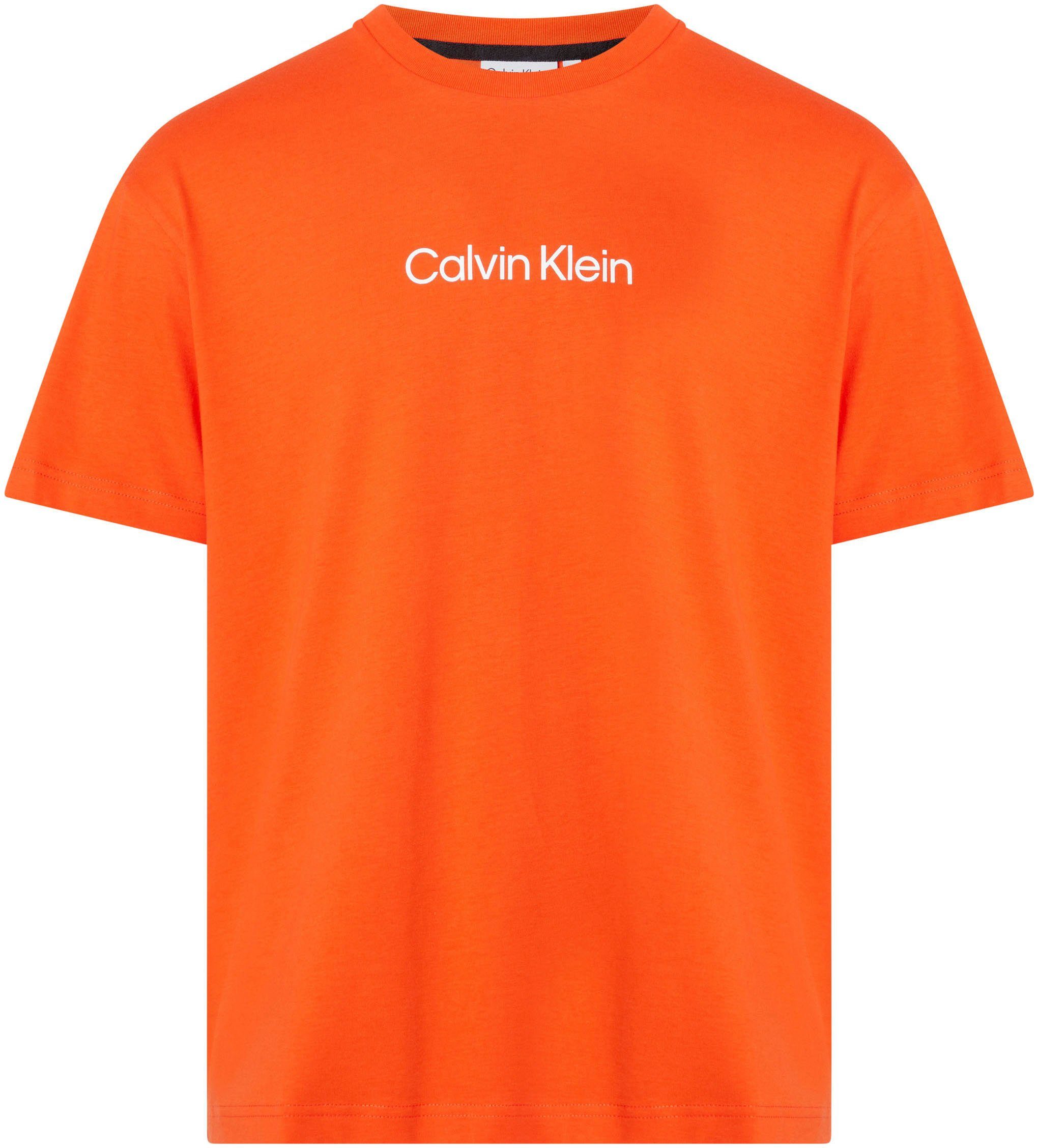 Calvin Klein T-Shirt HERO T-SHIRT mit Markenlabel aufgedrucktem COMFORT Spicy LOGO Orange