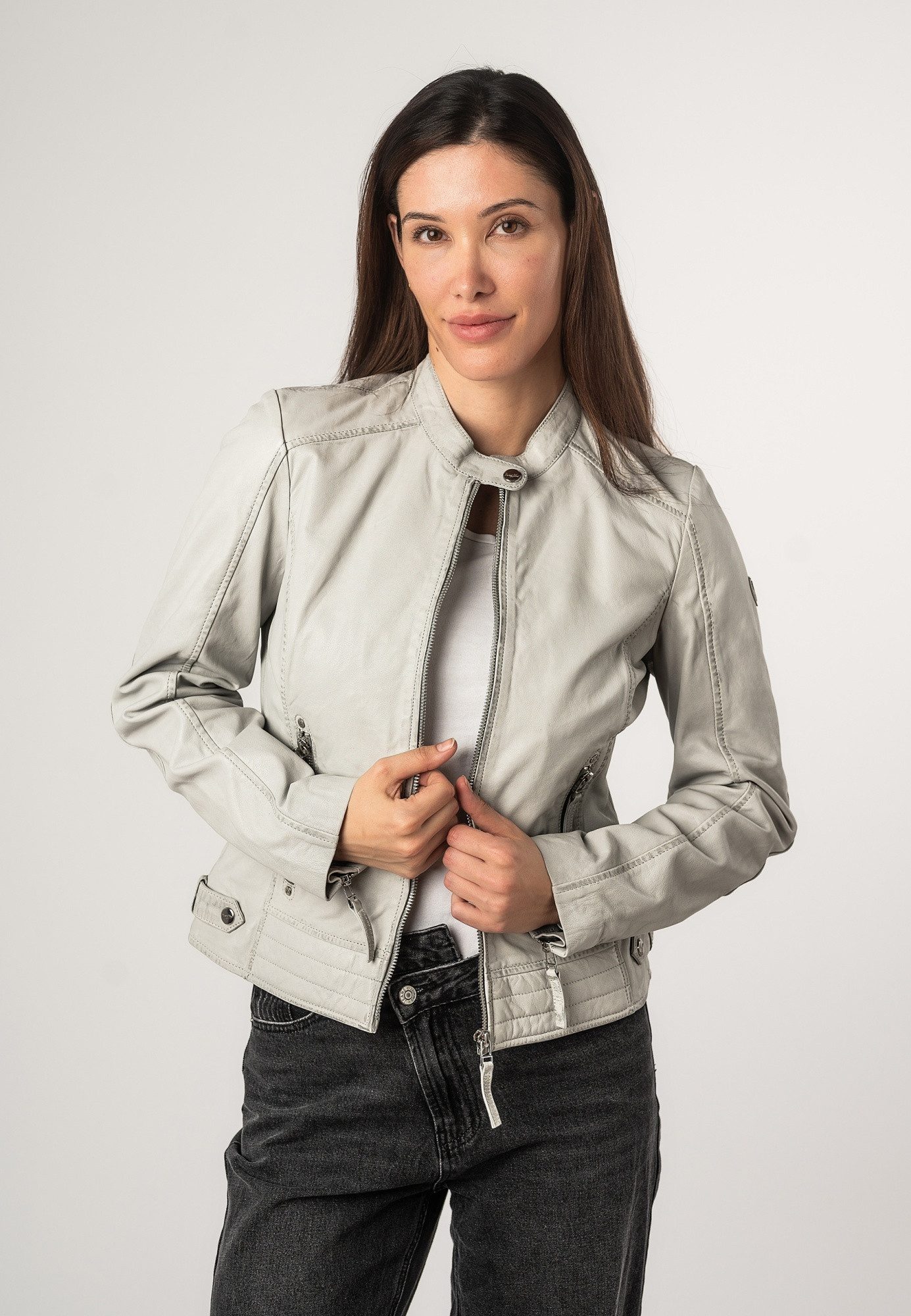 Mauritius Lederjacke MWFilla Mauritius - Damen Lederjacke Lammnappa silver grey