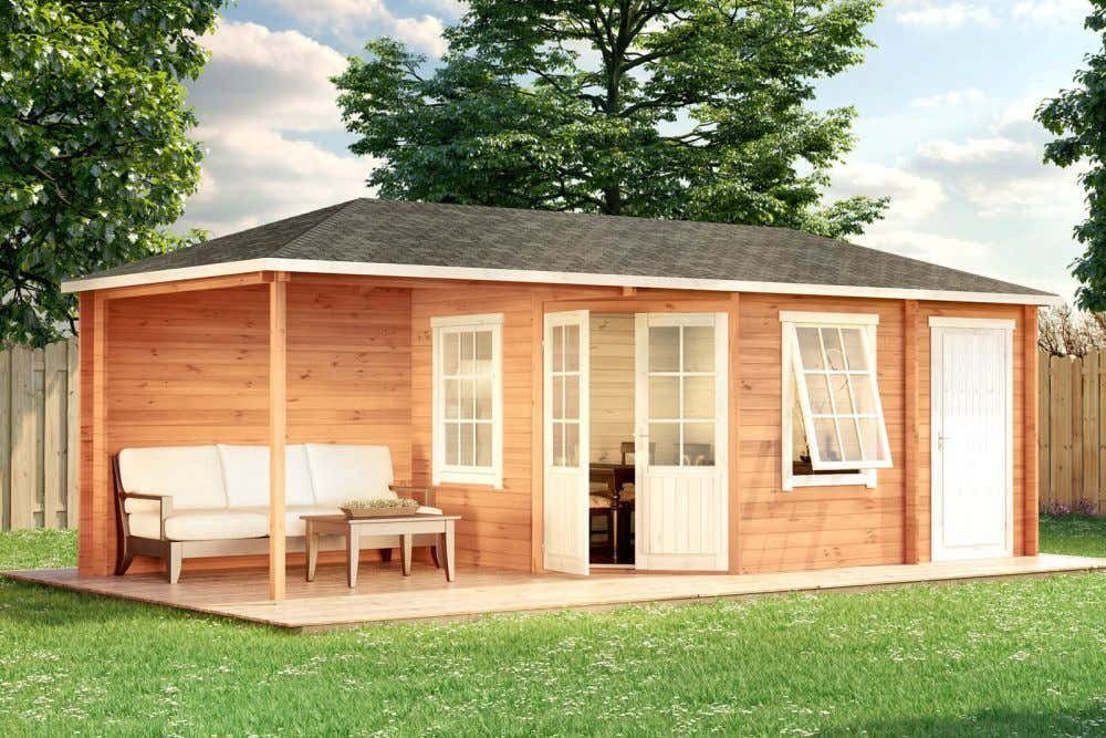 Alpholz Gartenhaus »5Eck Gartenhaus Modell Rhein40 mit Anbau«, BxT