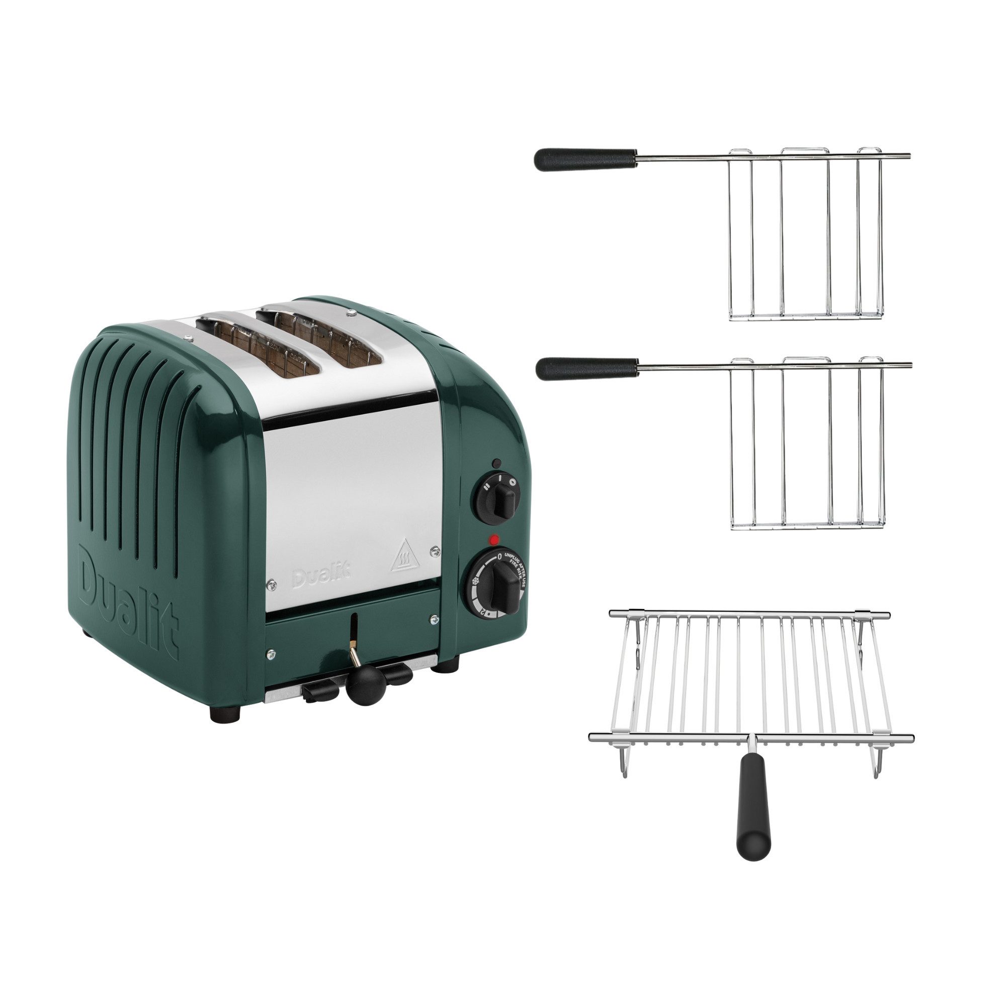 Dualit Toaster Dualit Paket 3, 2er Toaster mit Brötchenaufsatz und 2 Sandwichzangen