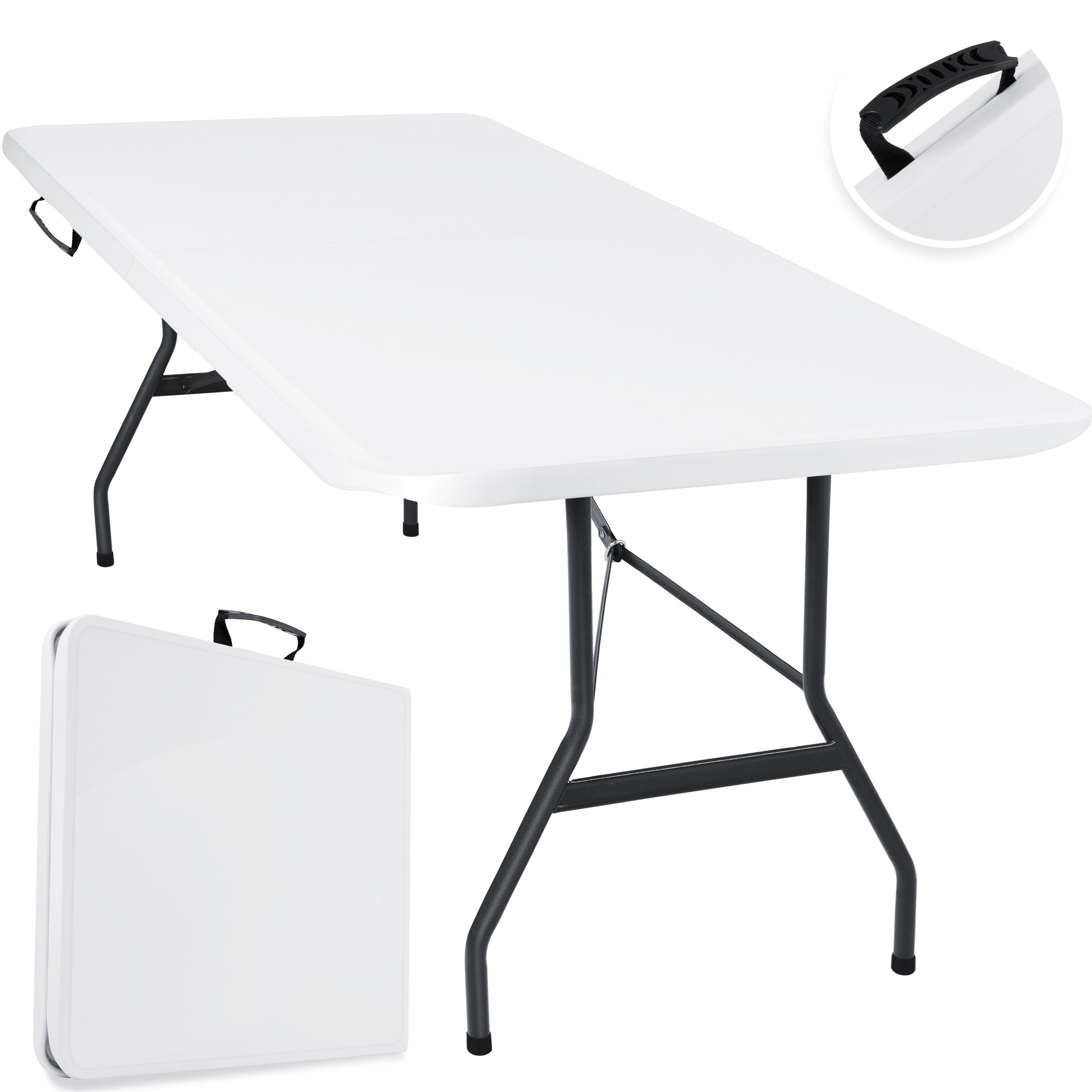 KESSER Tabletttisch, Buffettisch Tisch klappbar Kunststoff 183x76 cm Campingtisch weiß